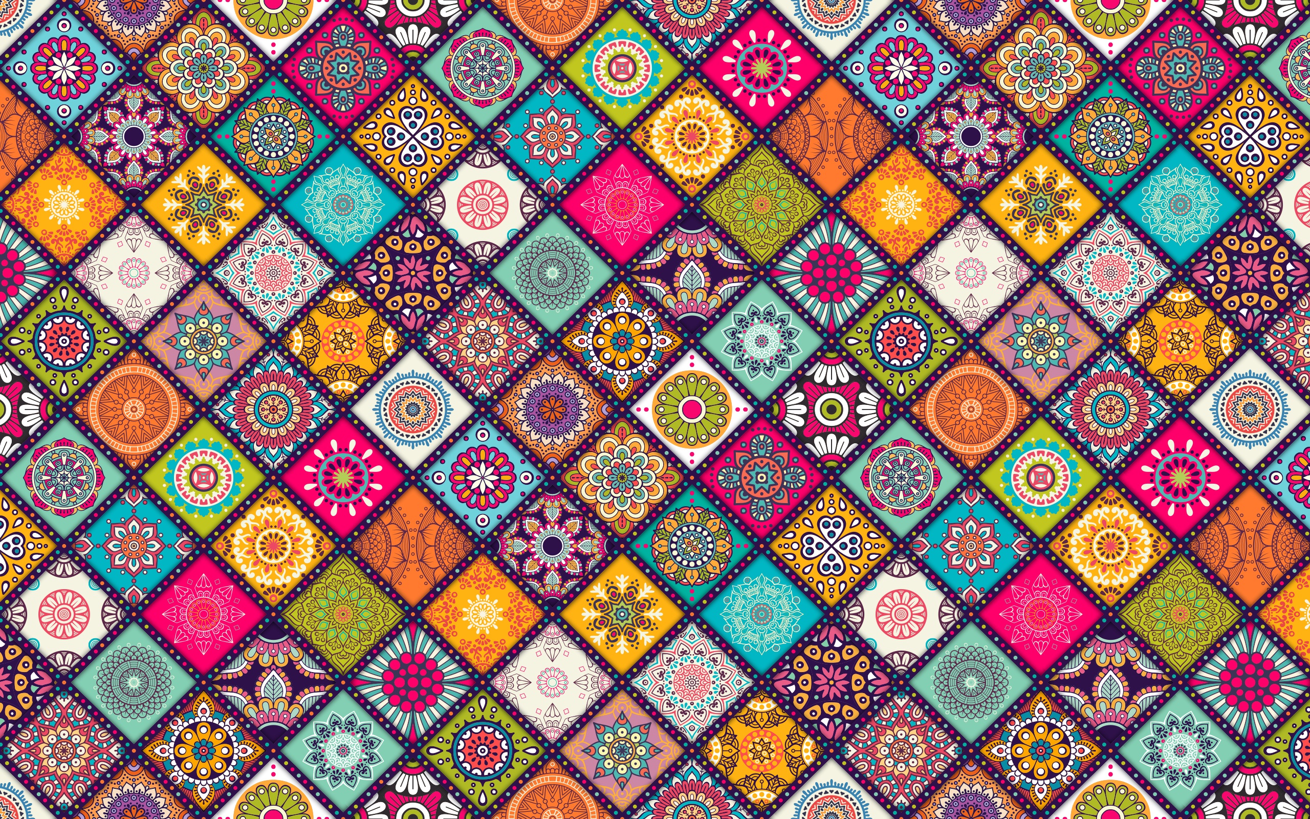 Colorful Colors Floral Flower Pattern Square 2560x1600