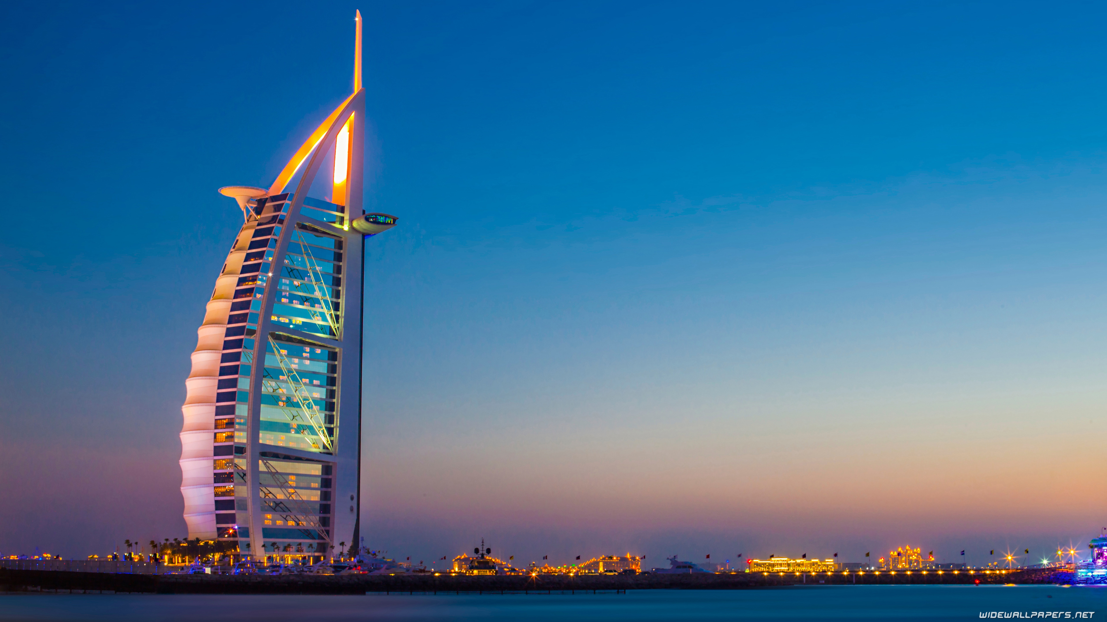 Building Burj Al Arab Dubai Night United Arab Emirates 3840x2160