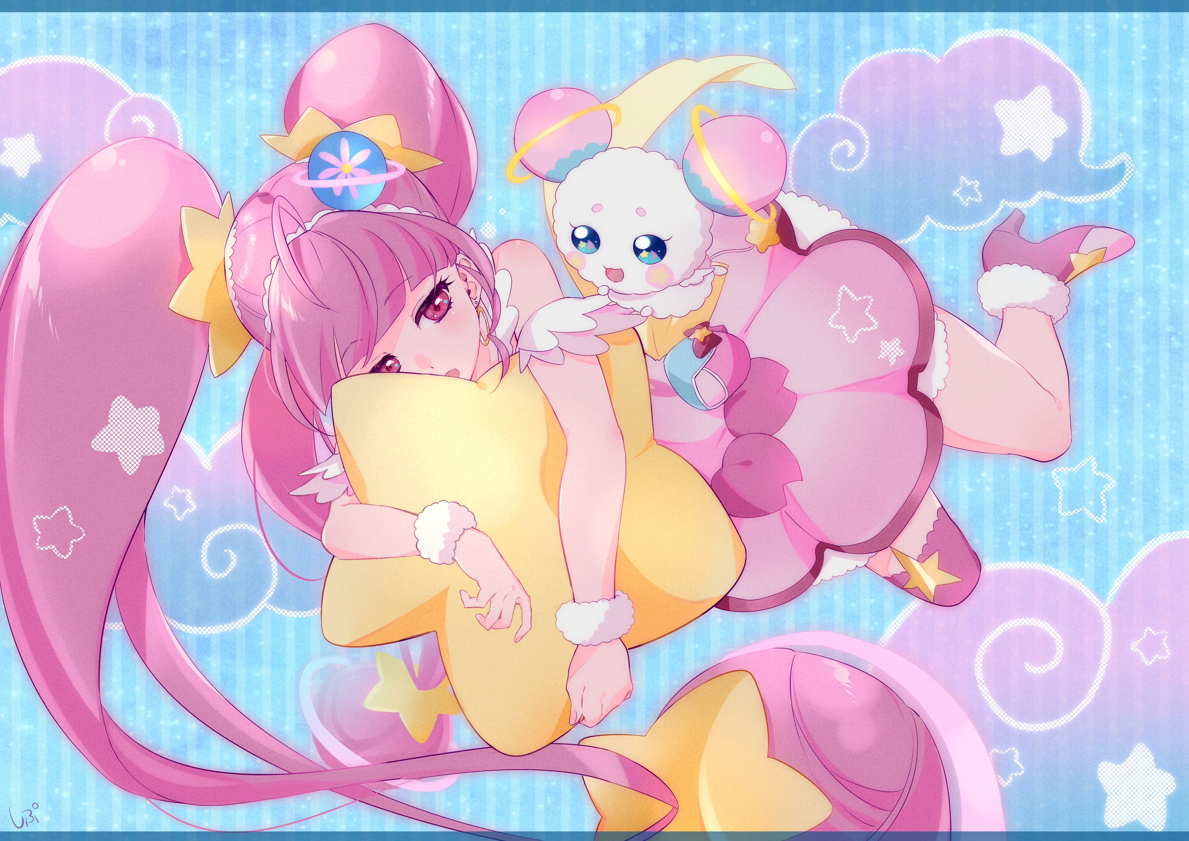 Precure Pretty Cure Star Twinkle Precure Shipu Anime Girls Pink Hair Twintails Dress Pink Eyes 4092x2893