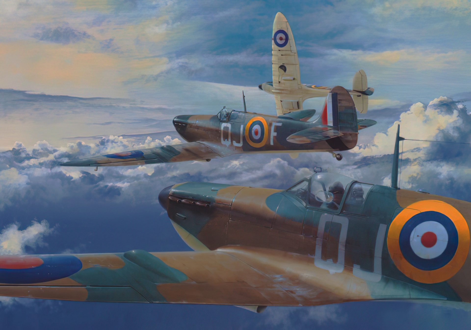 Airplane Artistic Supermarine Spitfire Warplane 1920x1344