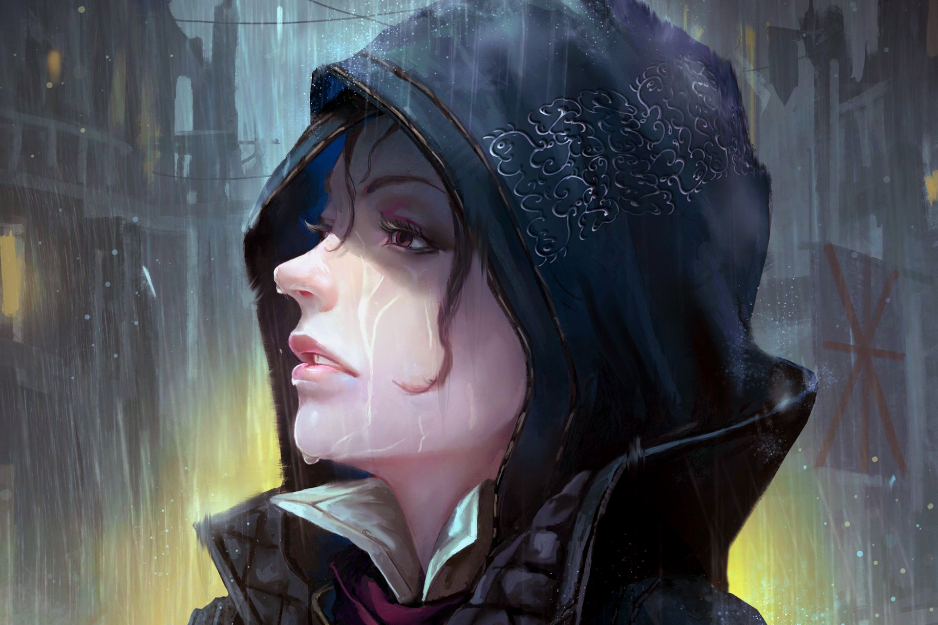 Assassin 039 S Creed Syndicate Evie Frye Face Girl Rain 1920x1280