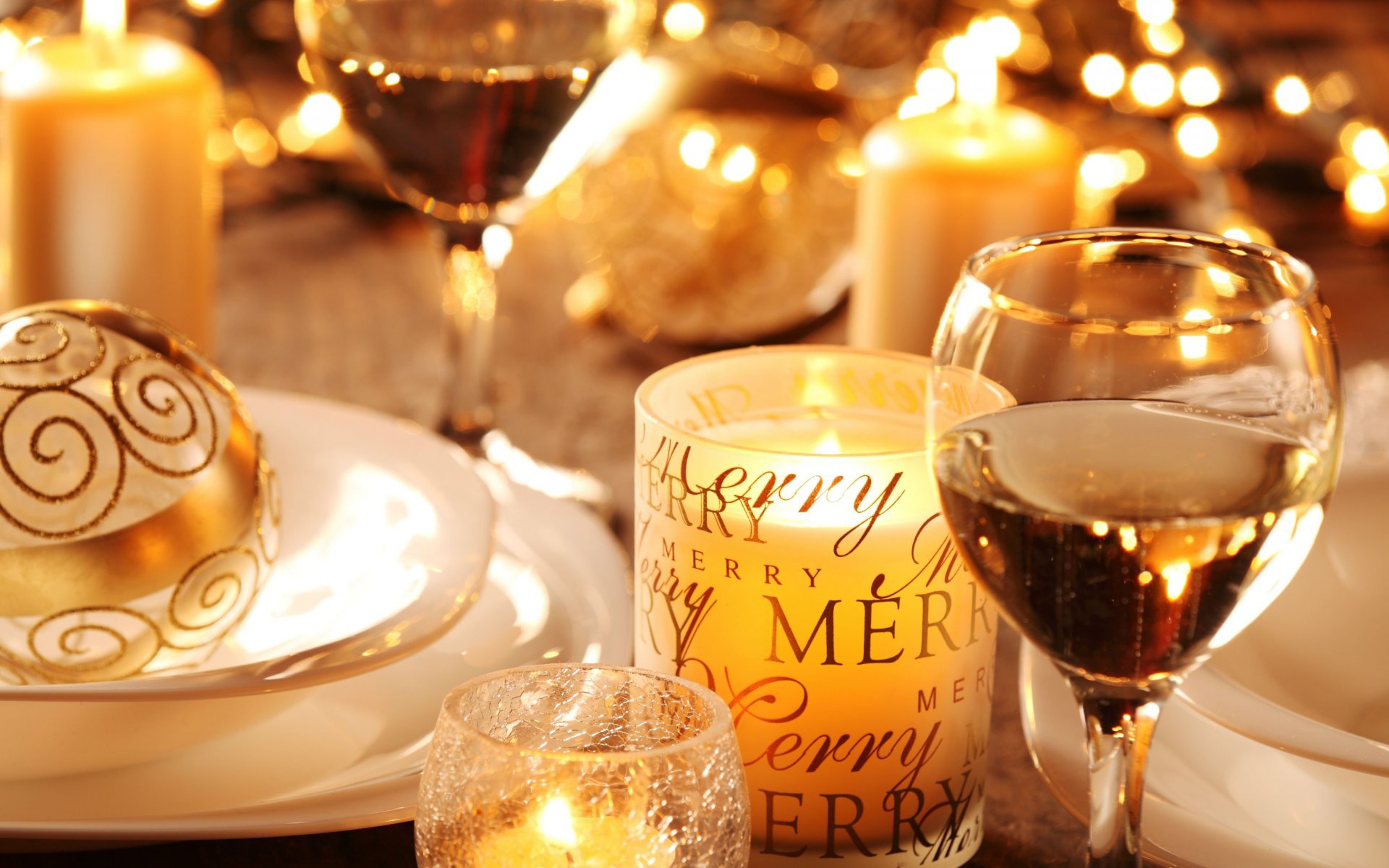 Candle Champagne Christmas Glass 1920x1200
