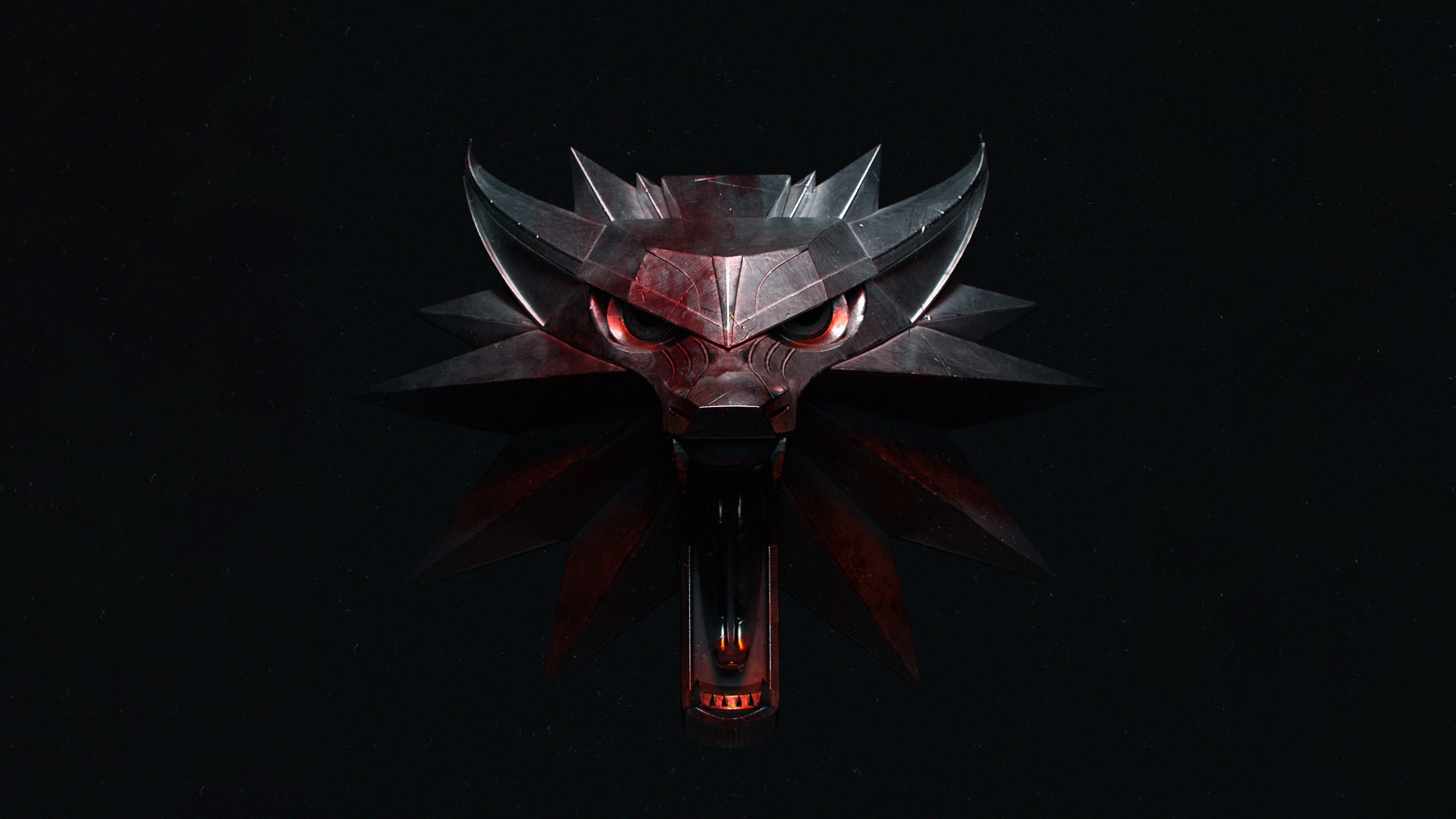 The Witcher Logo Wolf Steel Open Mouth Fangs Dark Scars The Witcher 3 The Witcher 3 Wild Hunt 3640x2048