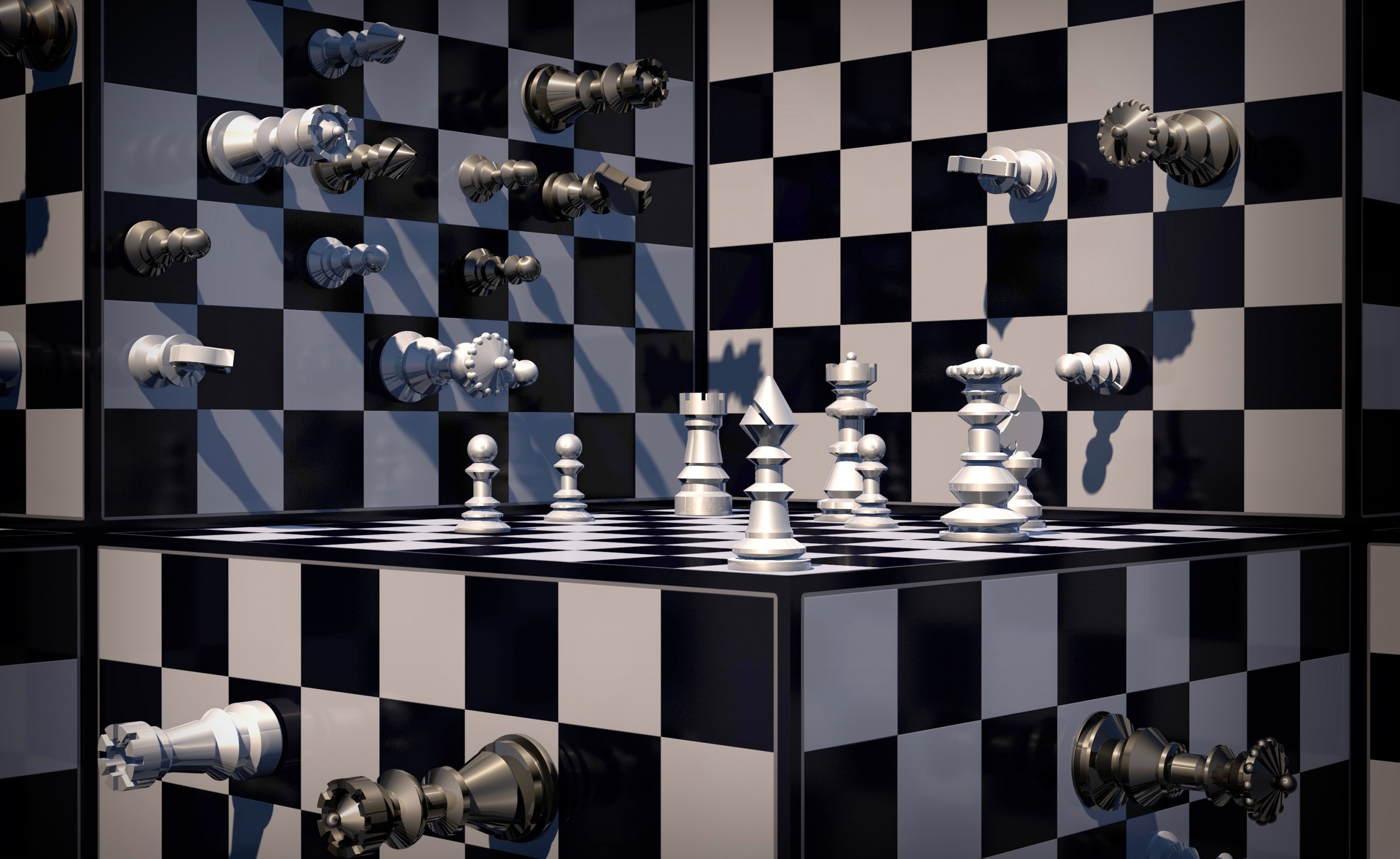 3d Artistic Black Amp White Chess 2880x1768