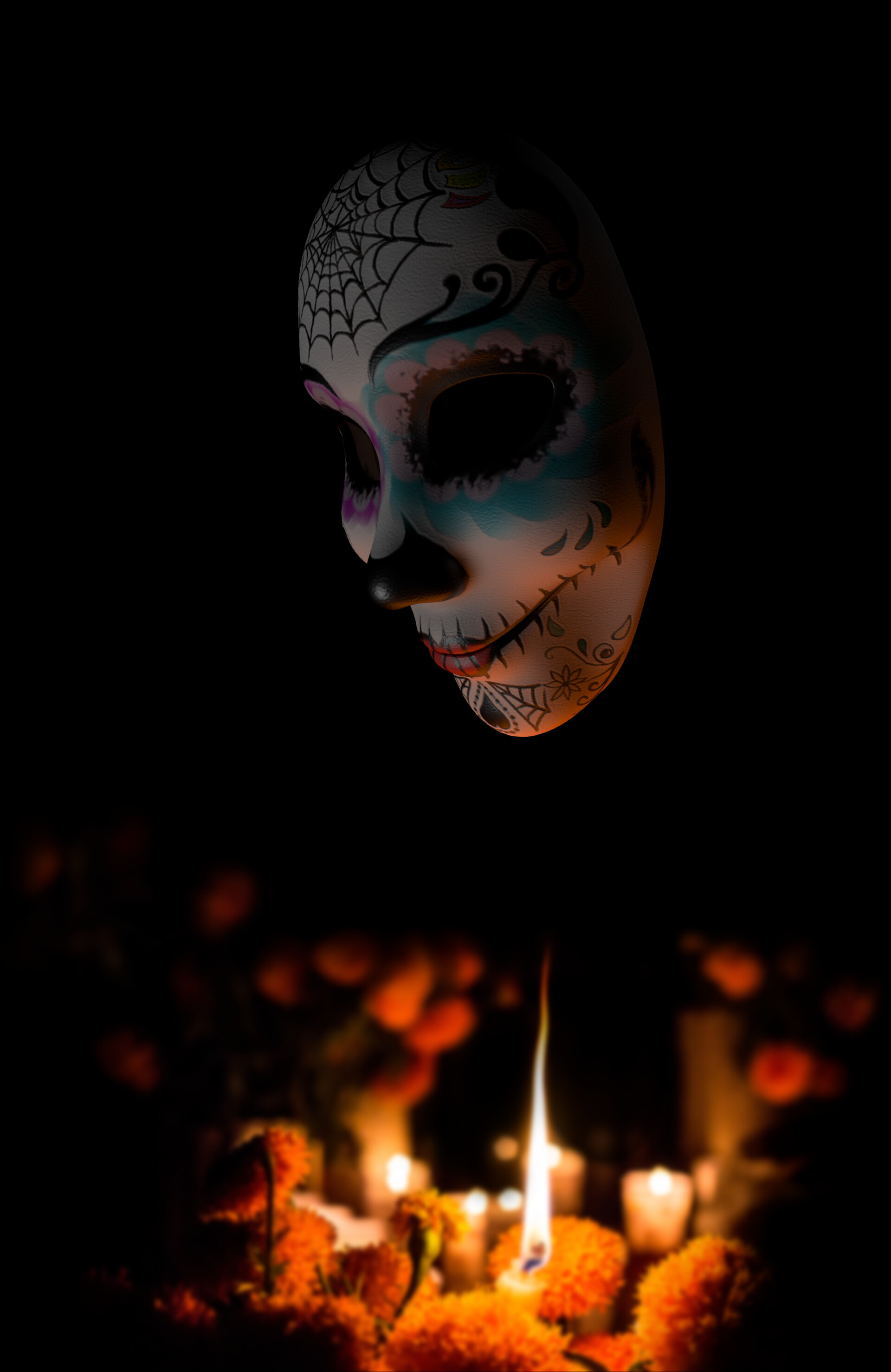 ArtStation Digital Art Mask Dia De Los Muertos Iris Solis Vertical 1920x2954