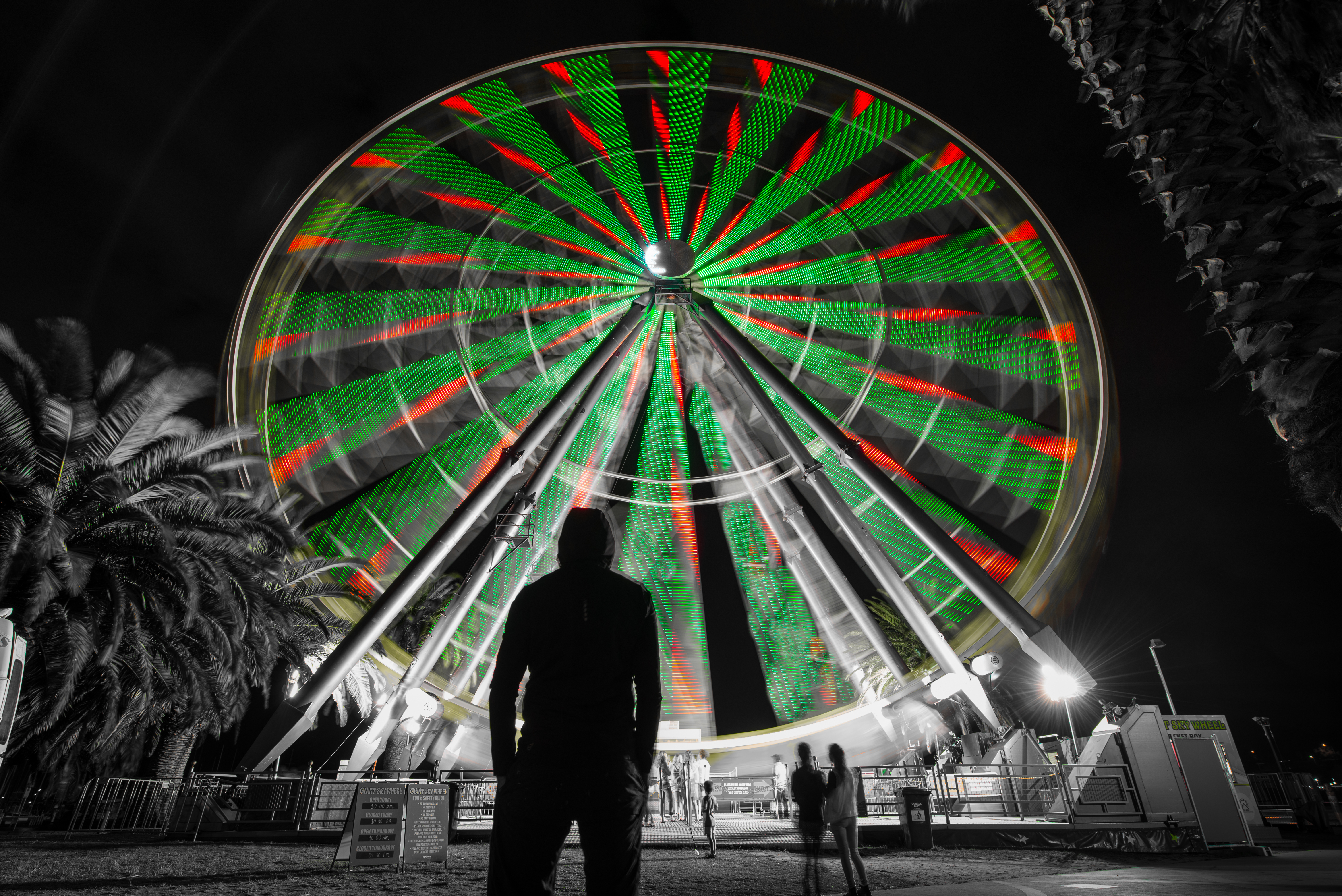 Ferris Wheel Night People Selective Color 6016x4016