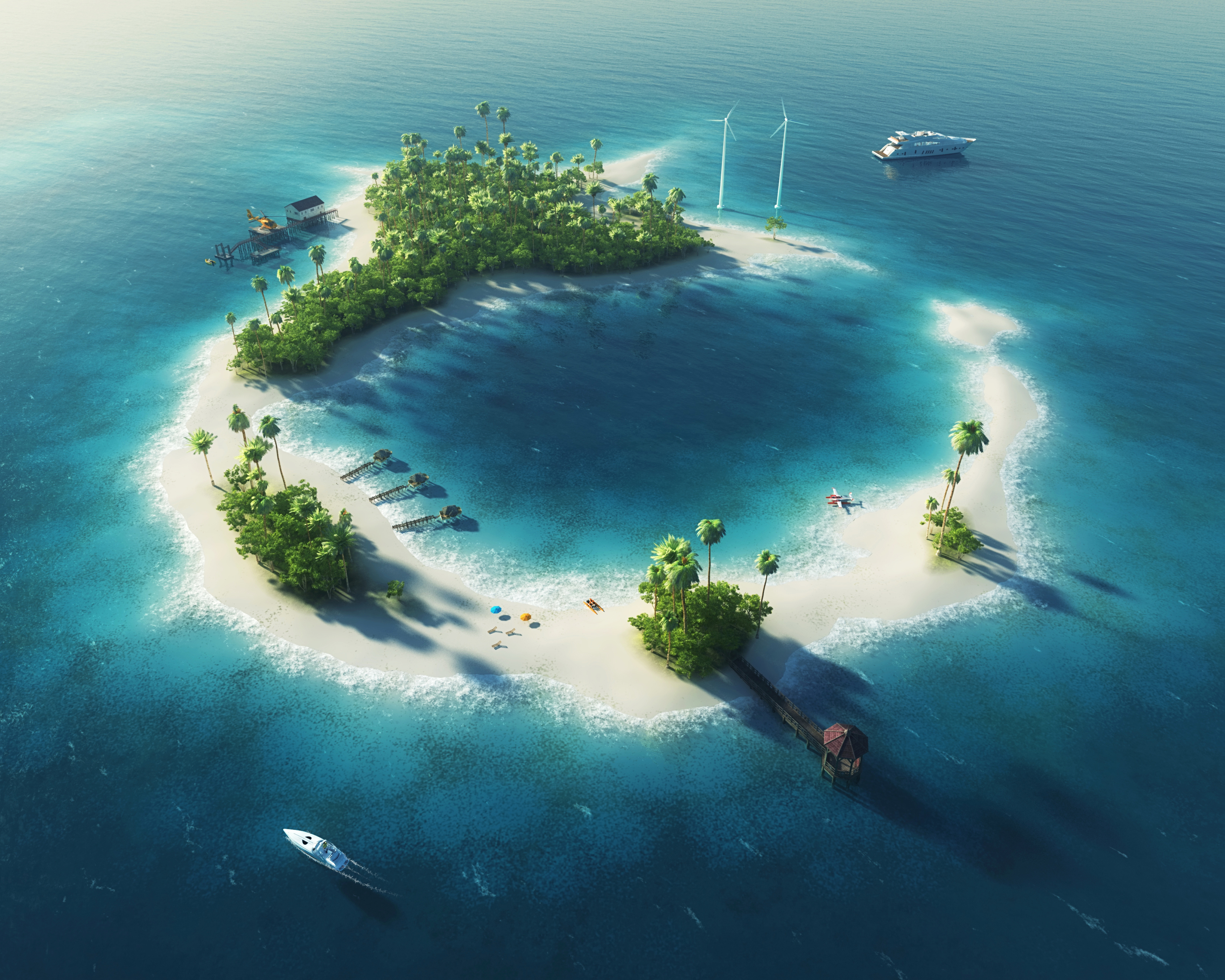 Boat Island Maldives Ocean 3500x2800