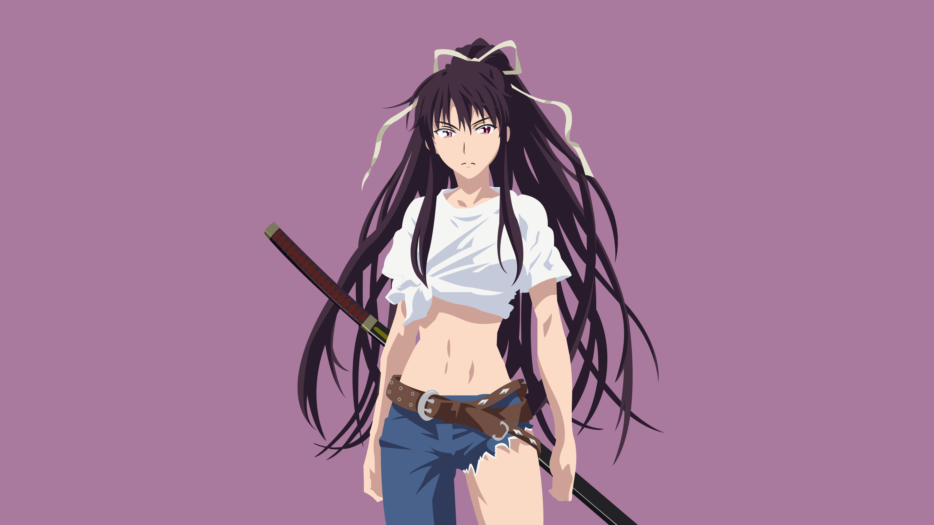 Kanzaki Kaori To Aru Majutsu No Index Anime Girls Anime Girls With Swords Standing Long Hair