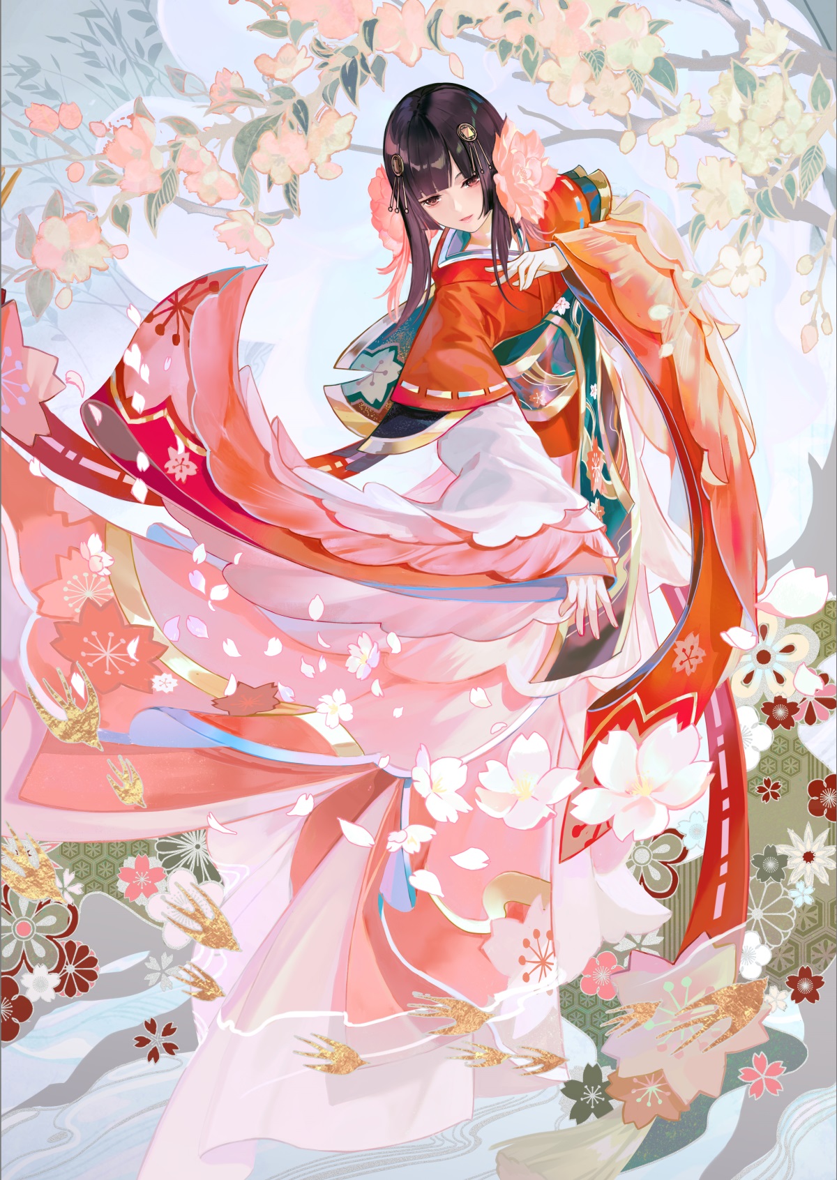 Anime Anime Girls Digital Art Artwork 2D Portrait Display Vertical Criin Onmyouji Kimono Dark Hair B 1200x1692