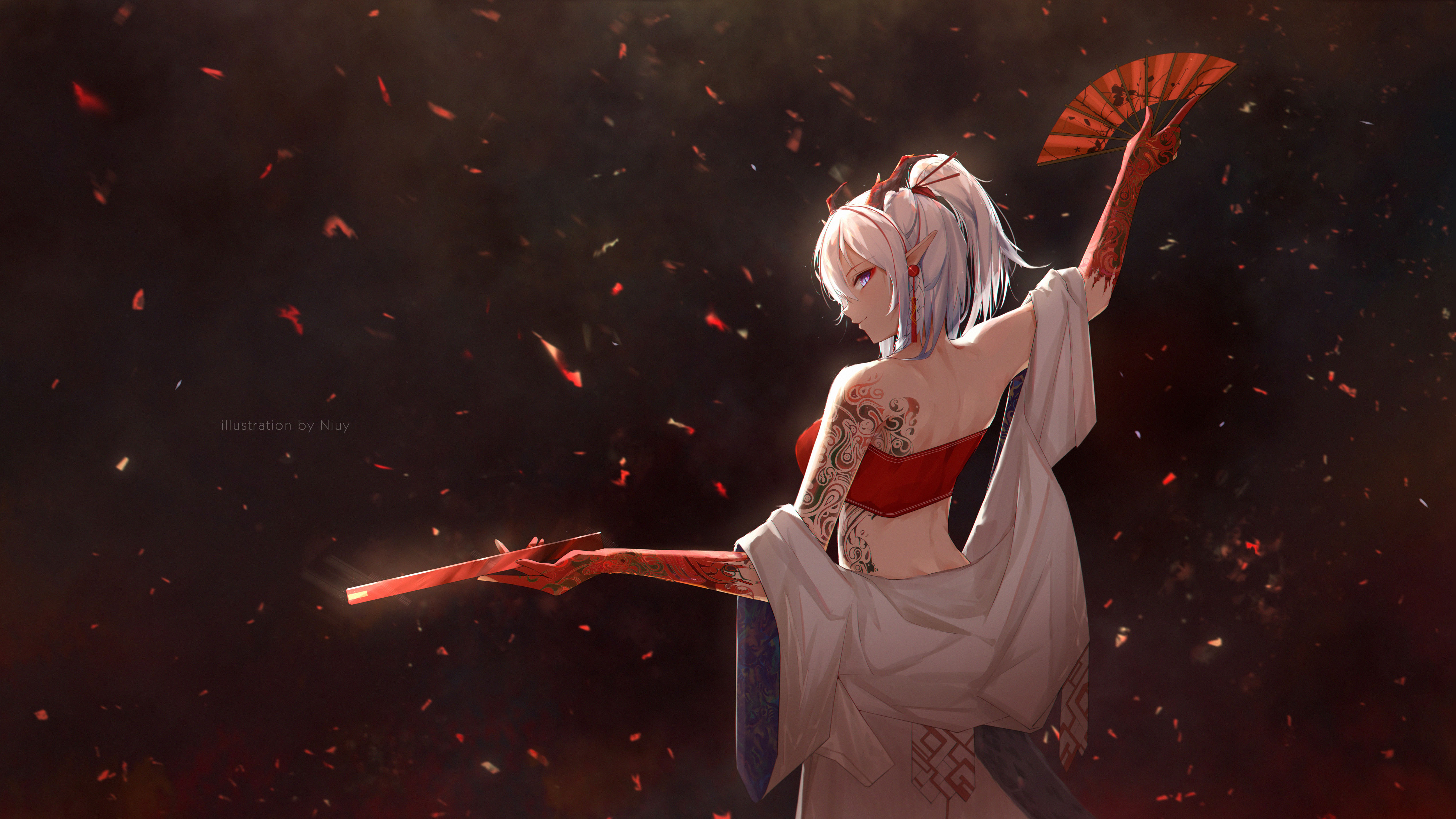 Video Games Anime Anime Girls Video Game Characters Nian Arknights Arknights Silver Hair Blue Eyes P 5076x2855