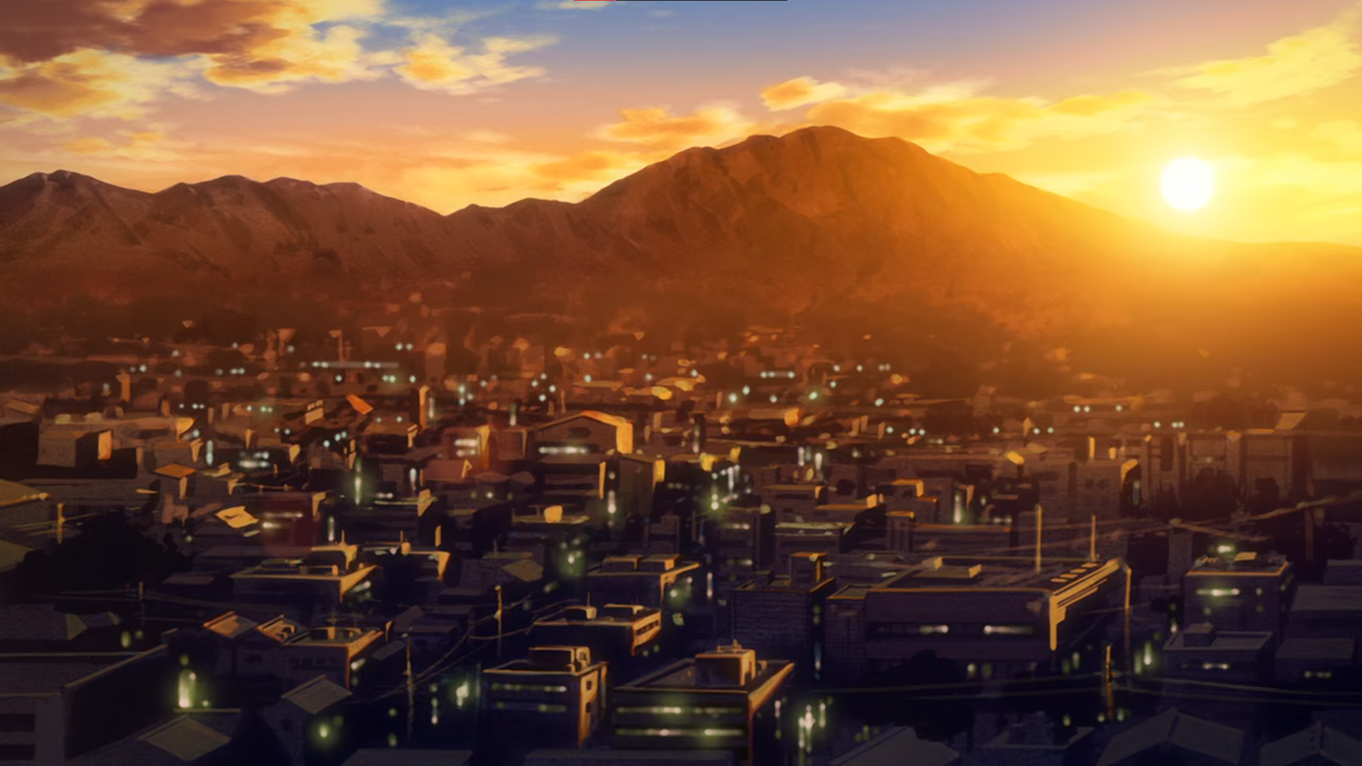 Anime Ano Hi Mita Hana No Namae Wo Bokutachi Wa Mada Shiranai Sunset Mountain Top City Orange Backgr 1920x1080