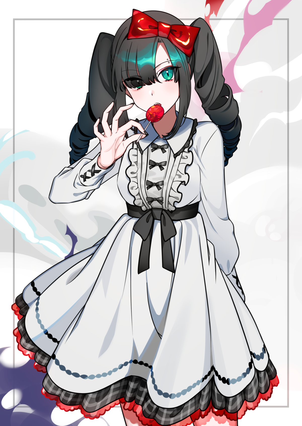 Anime Anime Girls Simple Background Original Characters Lollipop Dress Yu Ra Vertical 1200x1694