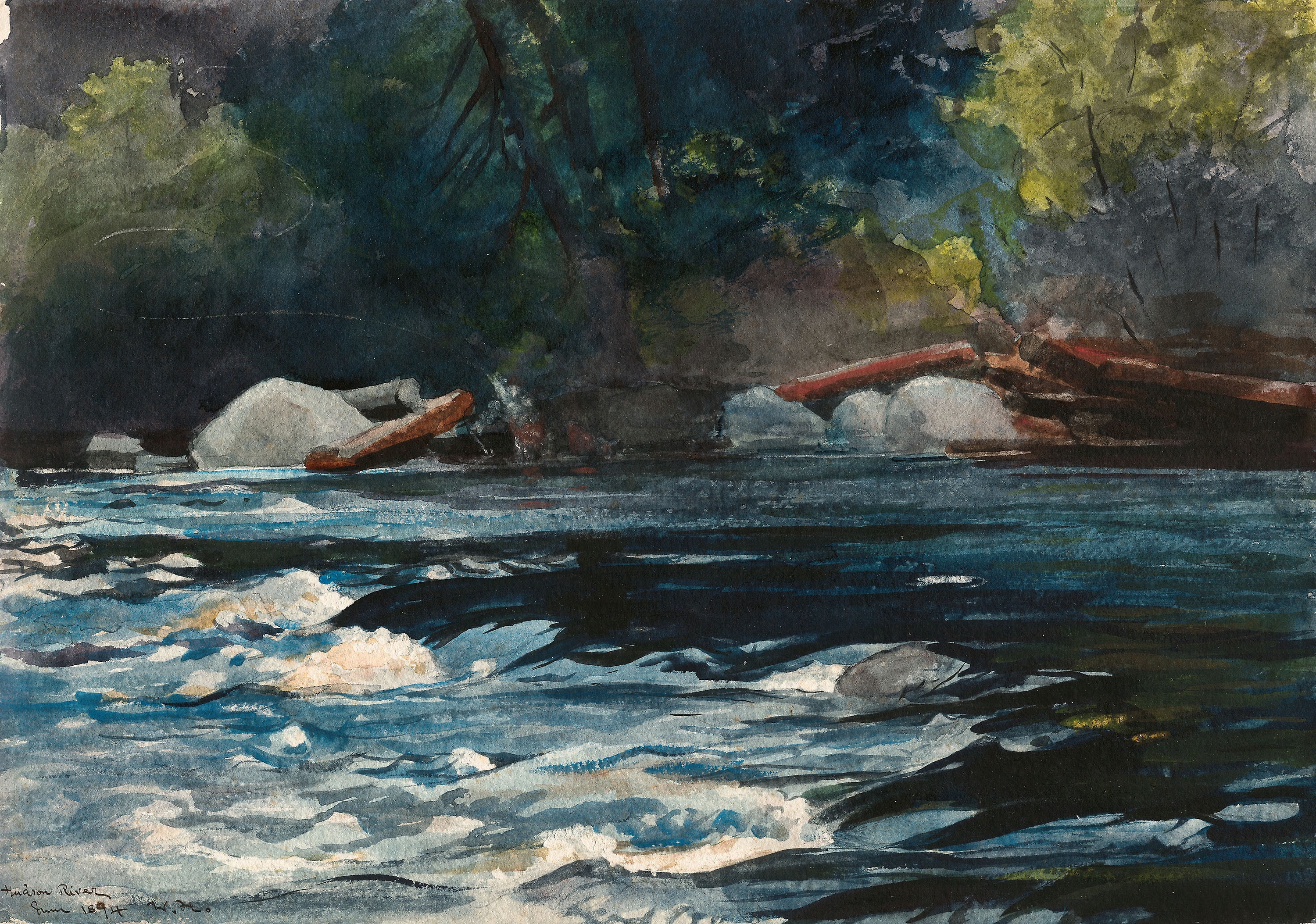 Winslow Homer Painting Impressionism Landscape Water River 3000x2107