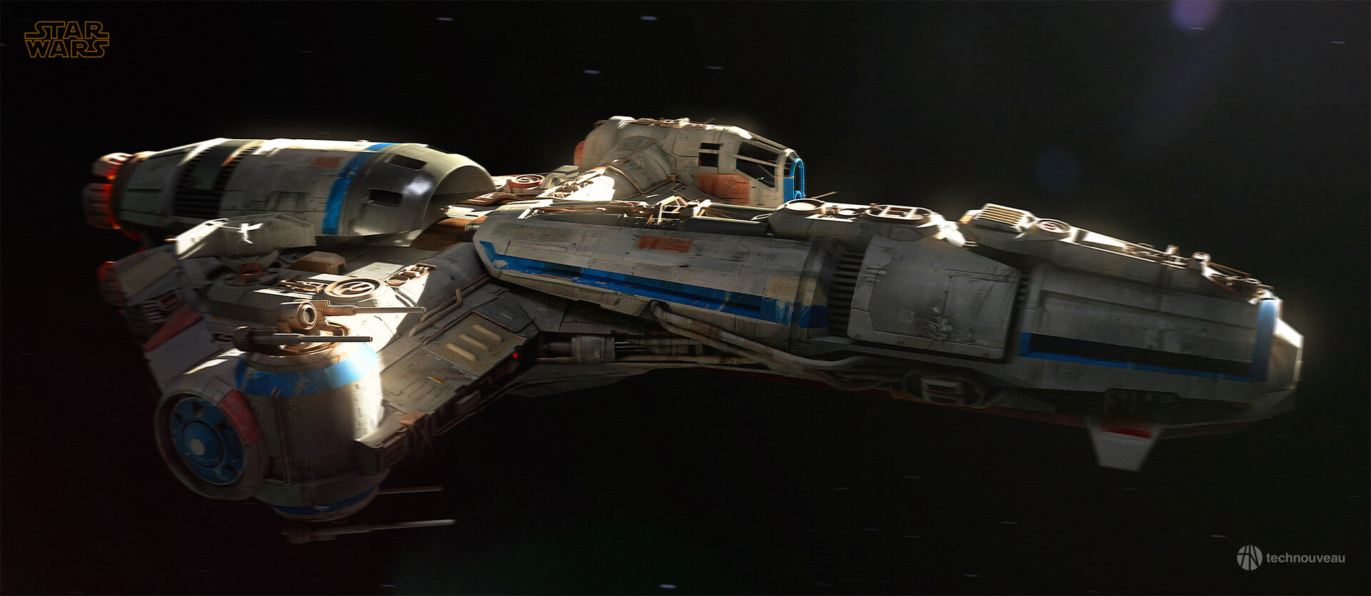 Corellian Tanker Spaceship Vehicle Science Fiction ArtStation Star Wars Digital Art 1920x835