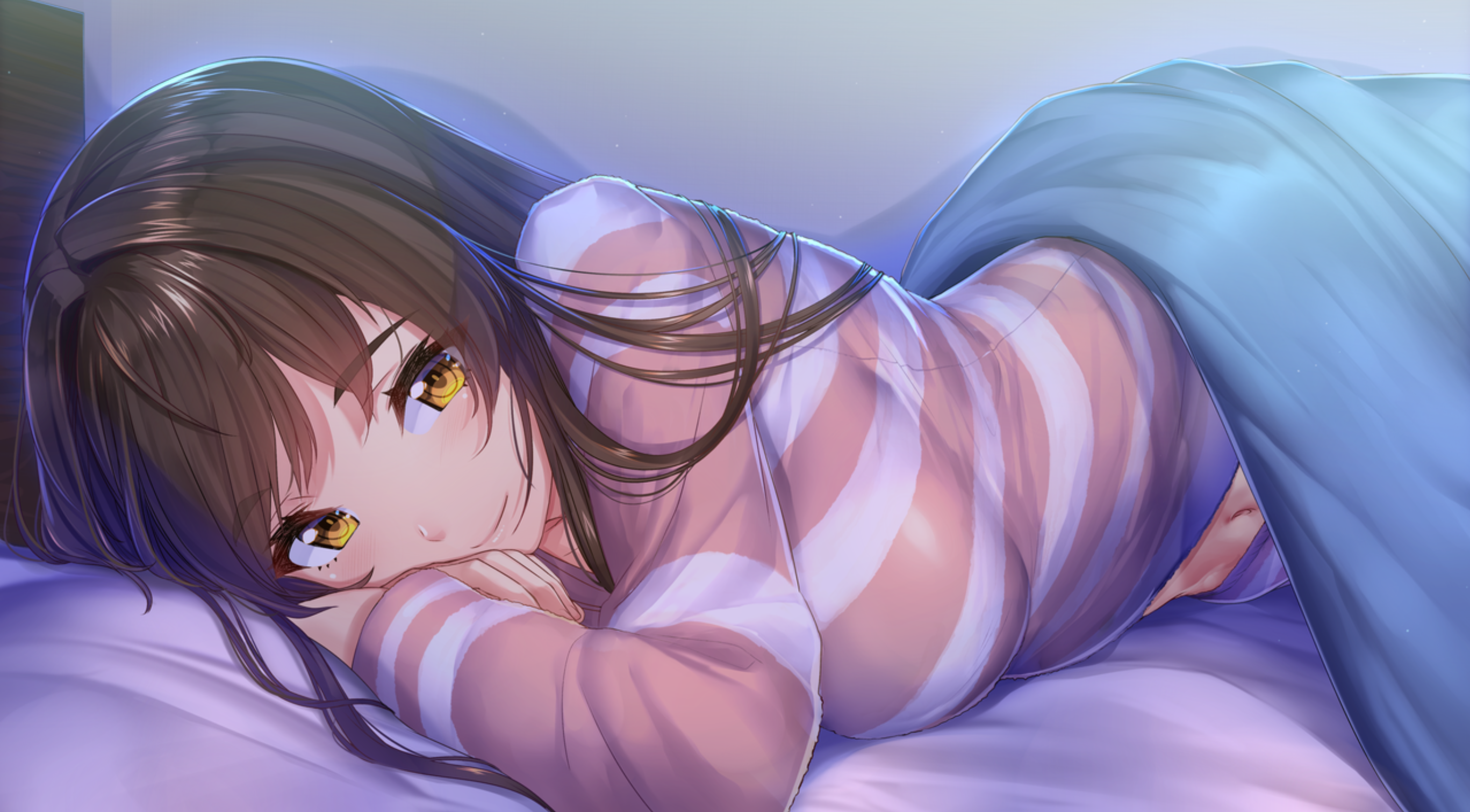 Ninja Girl Long Hair Anime Anime Girls In Bed Smiling NinNinDays 2735x1512