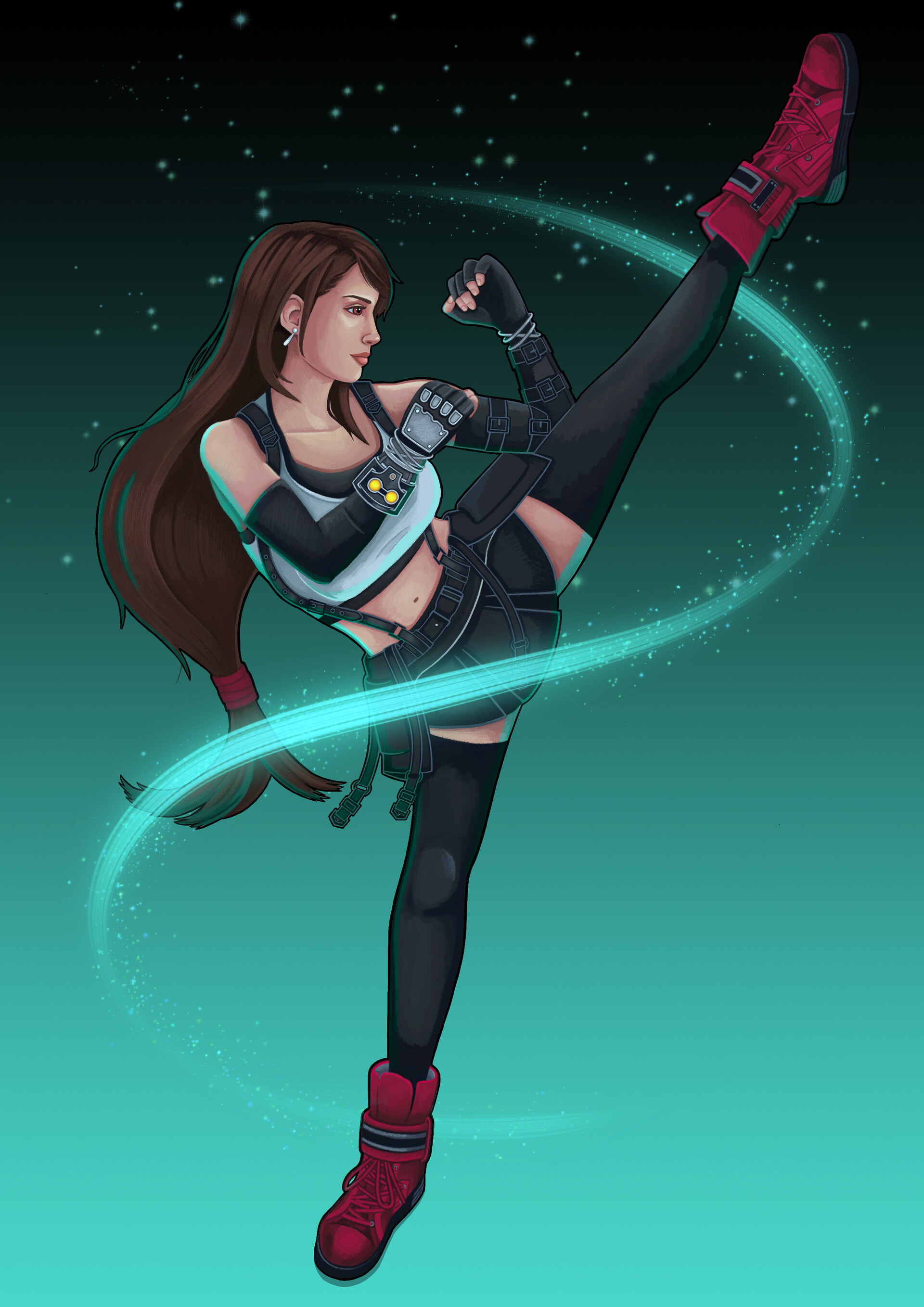 Artwork ArtStation Science Fiction Long Hair Science Fiction Women Brunette Tifa Lockhart Final Fant 1920x2716