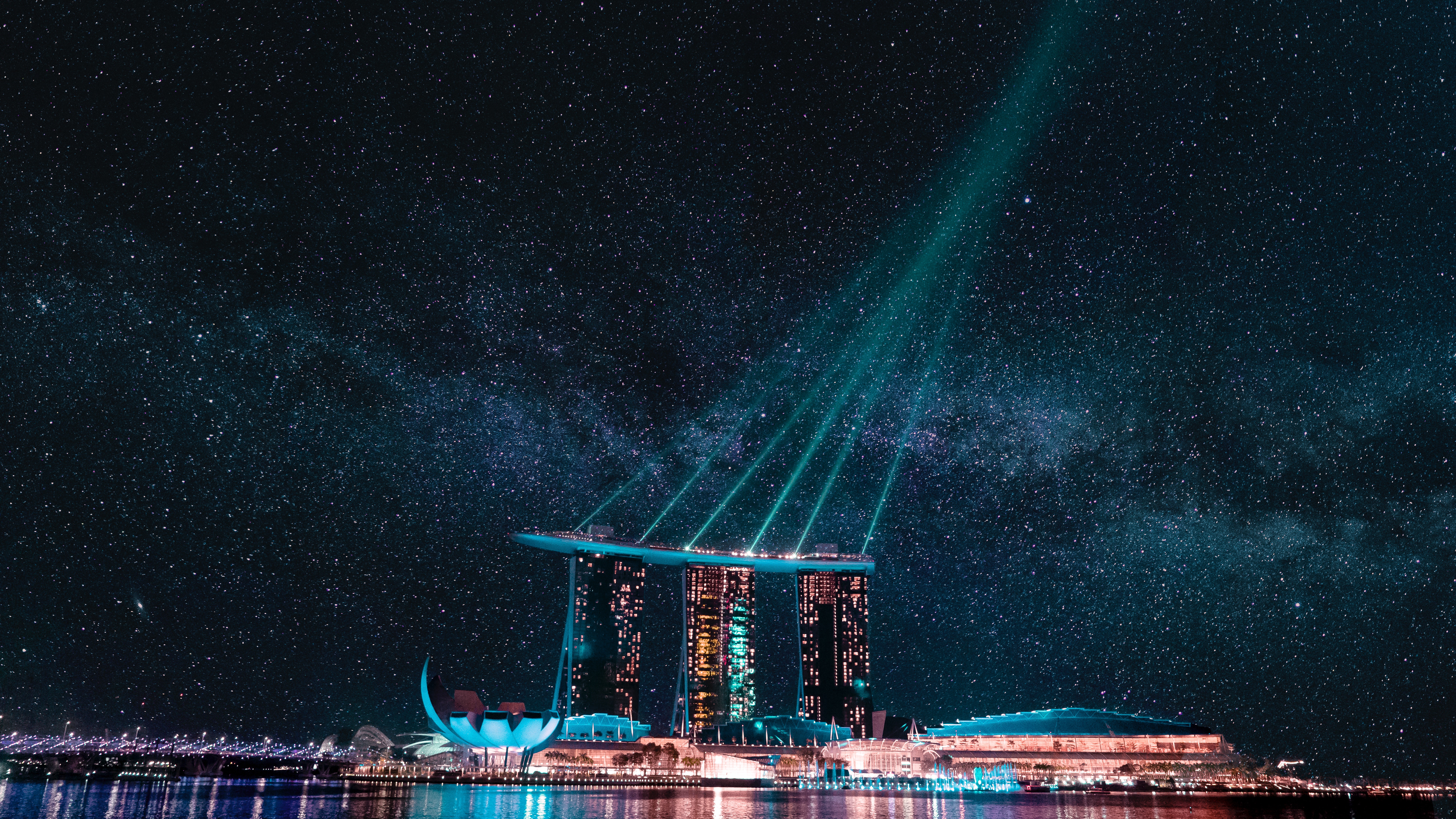 Marina Bay Night Singapore Sky 6000x3375