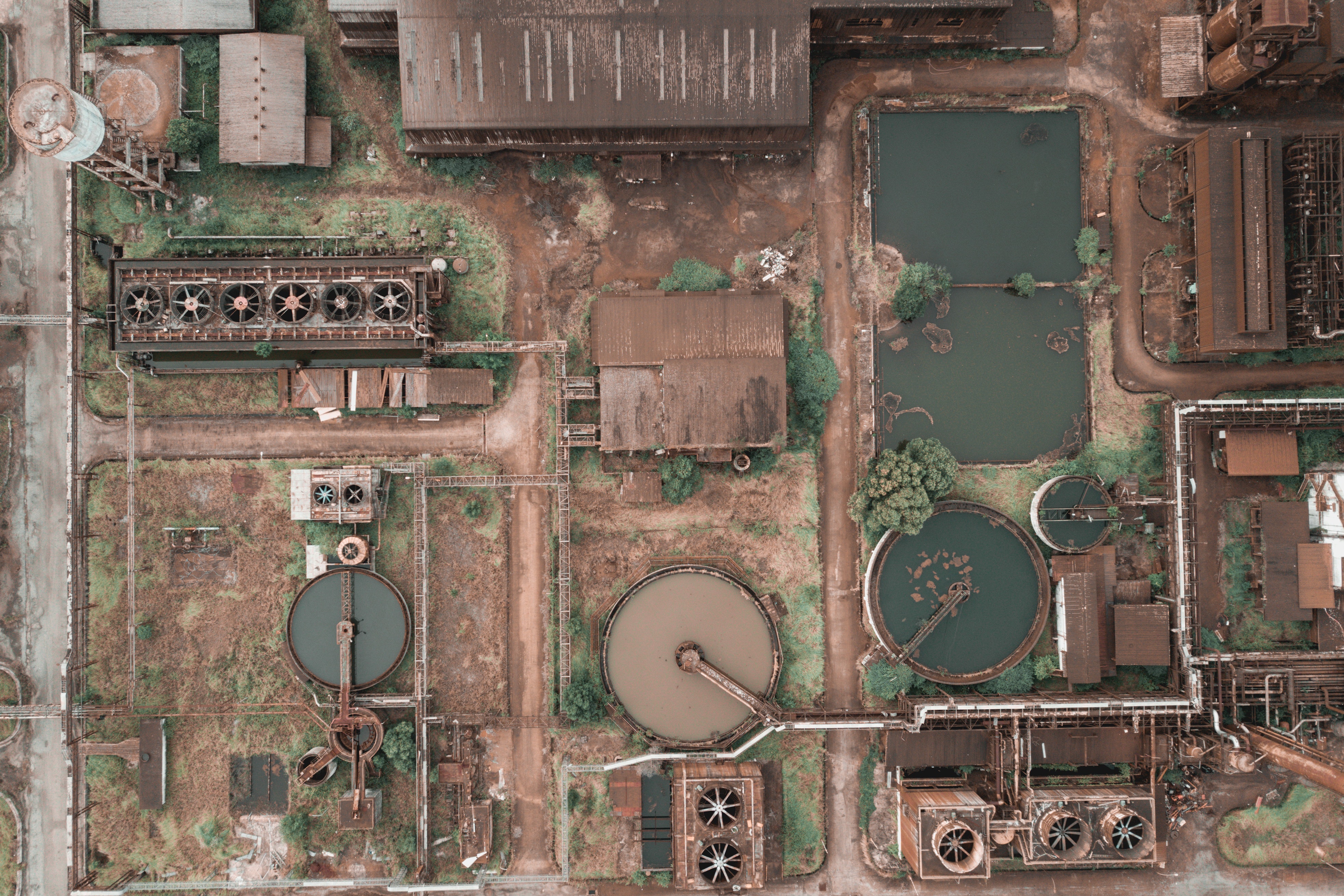 Aerial View Building Industrial Sewers 3936x2624