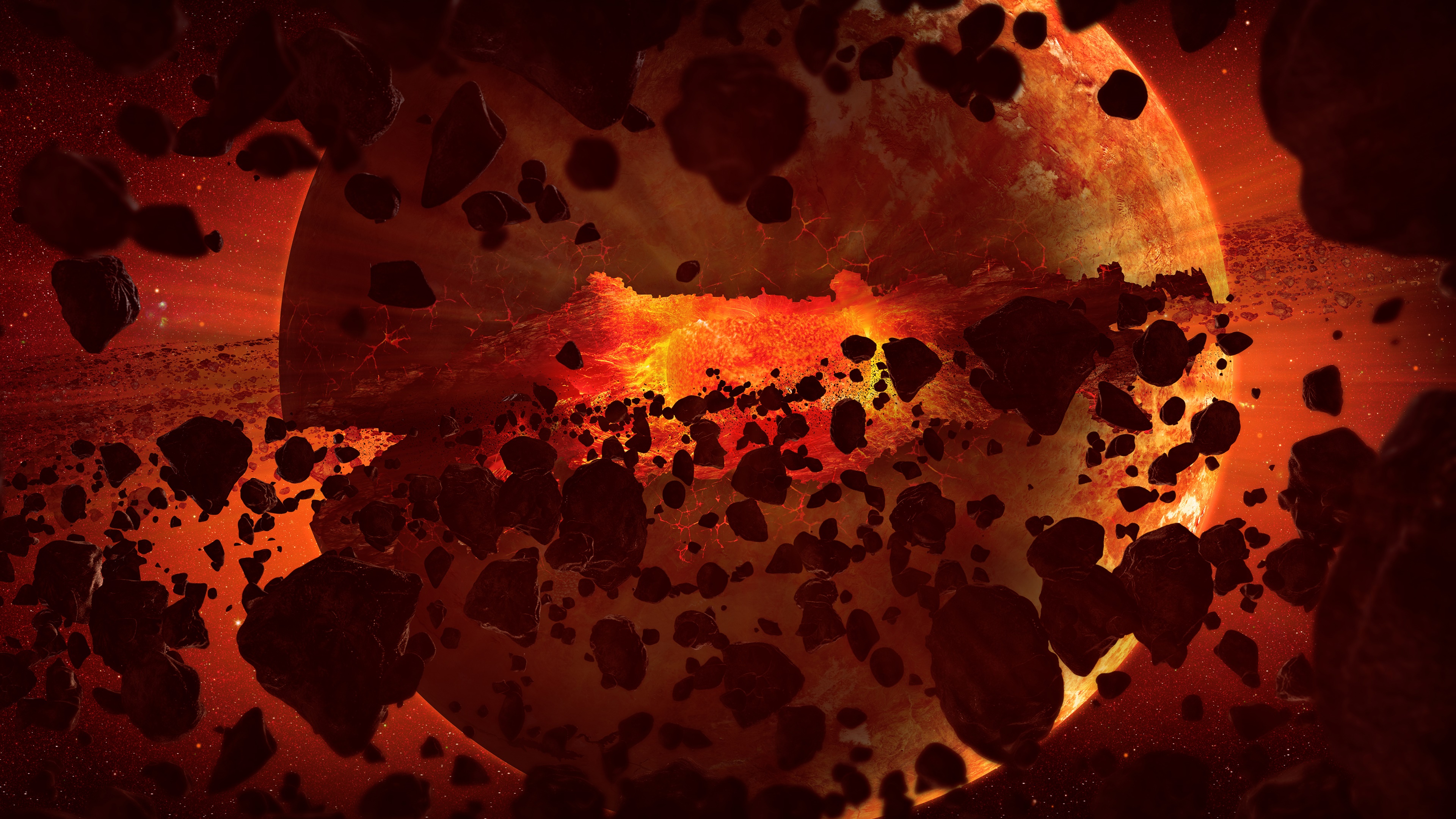 Explosion Planet Sci Fi Space 3840x2160