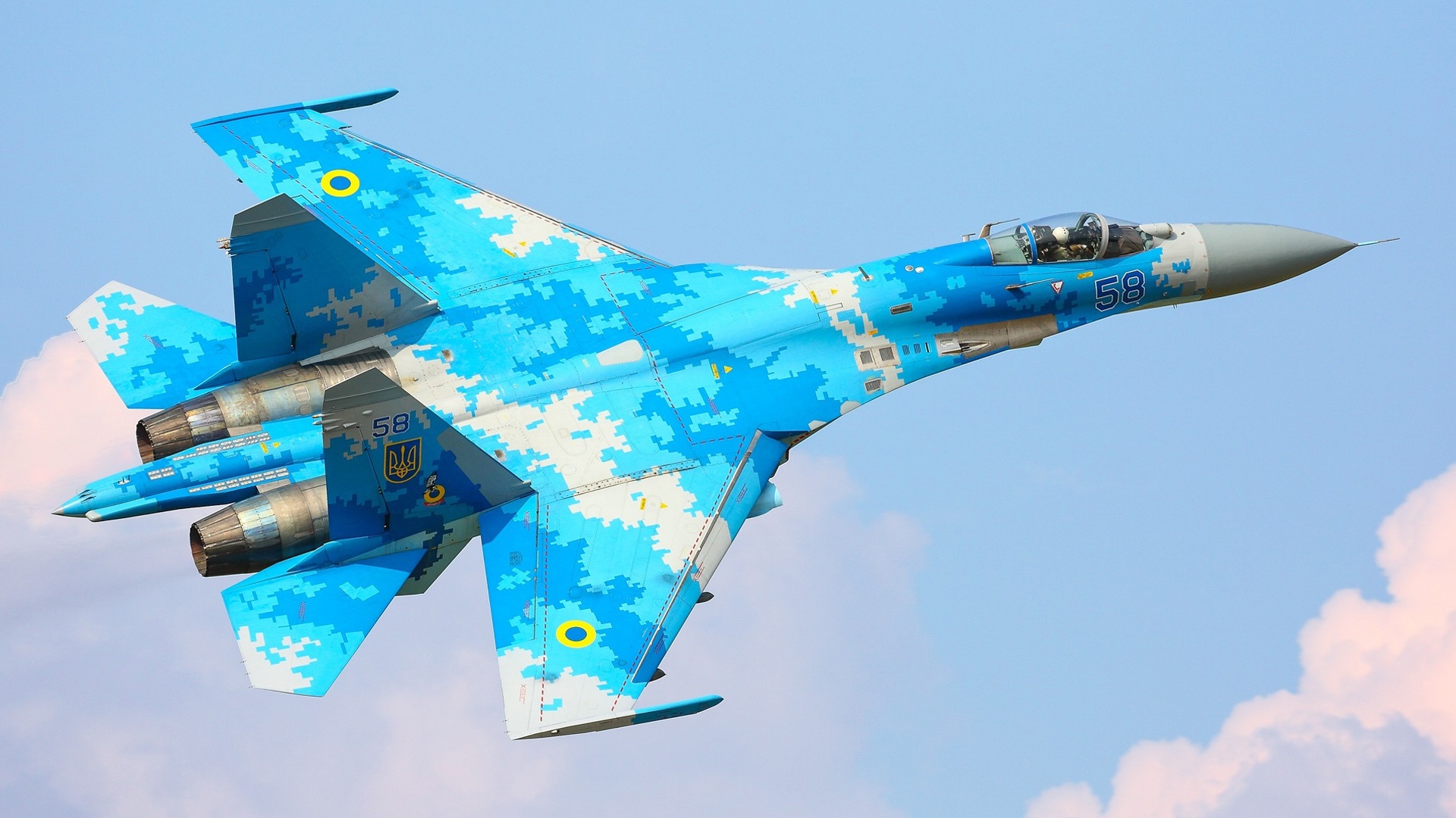 Aircraft Jet Fighter Sukhoi Su 27 Ukrainian Air Force Warplane 1920x1080