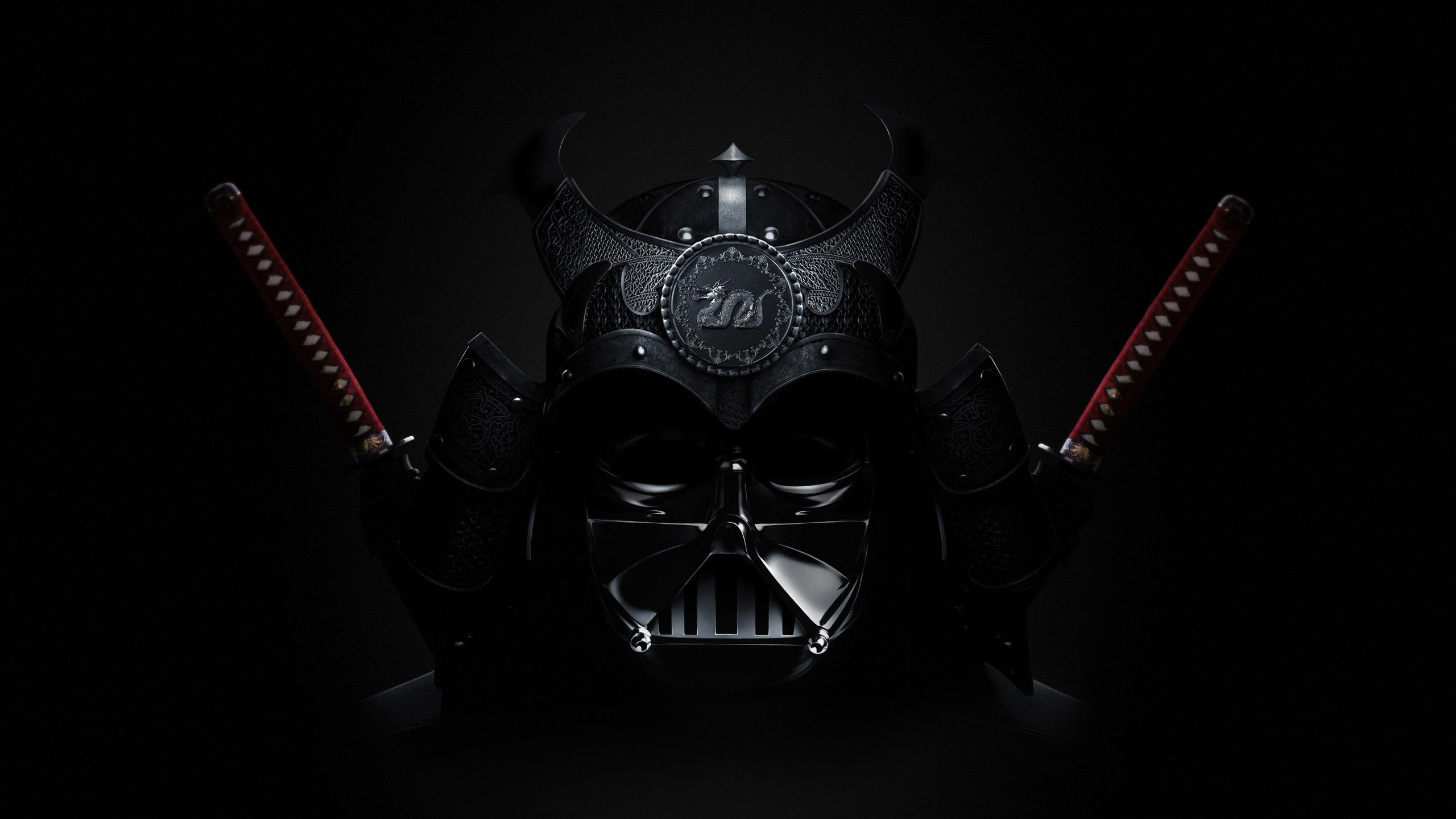 Darth Vader Samurai Asian Star Wars Digital Art Artwork Mask Sword Katana Star Wars Villains Sith 2560x1440