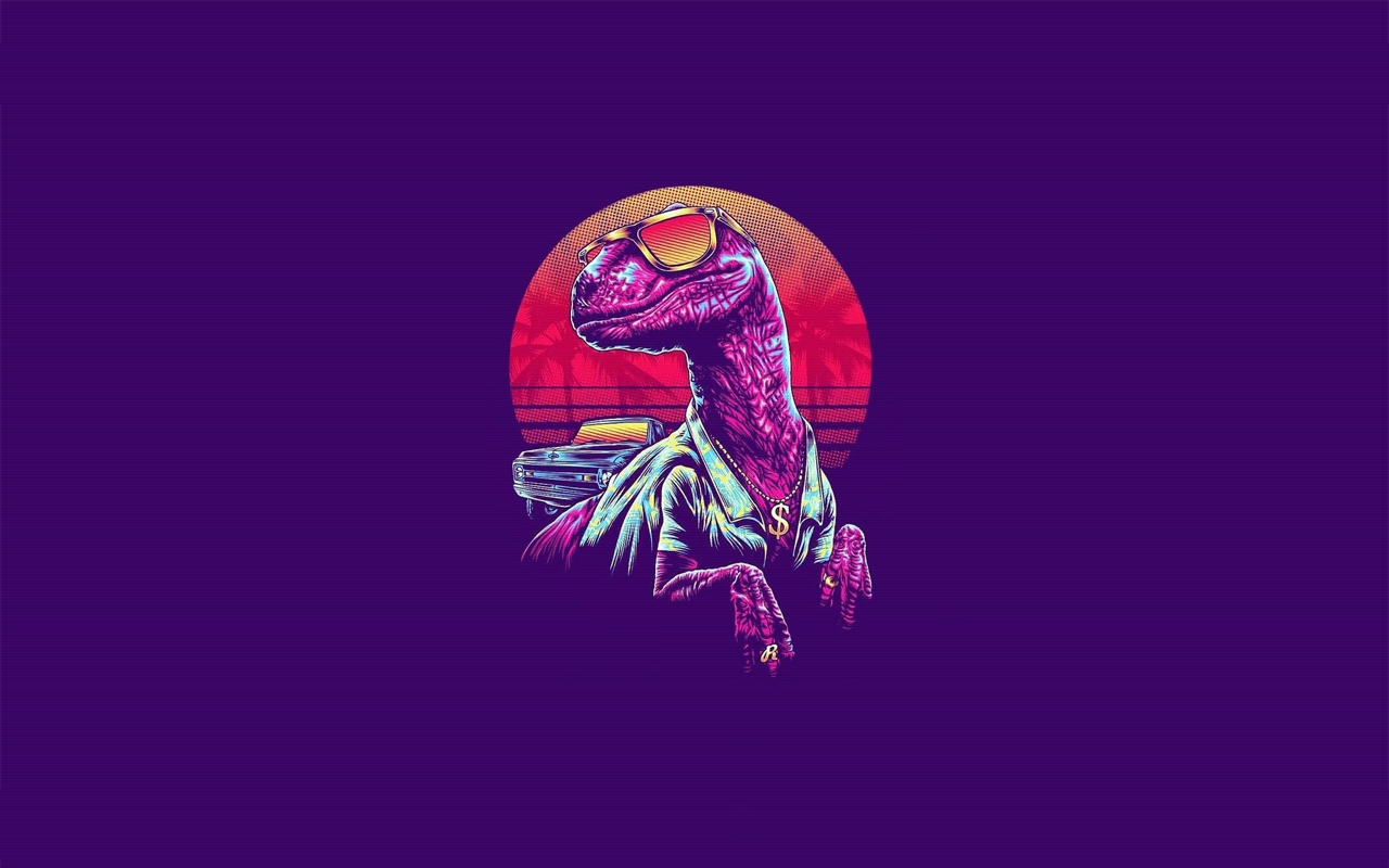 Synthwave Dinosaurs Glasses 1280x800