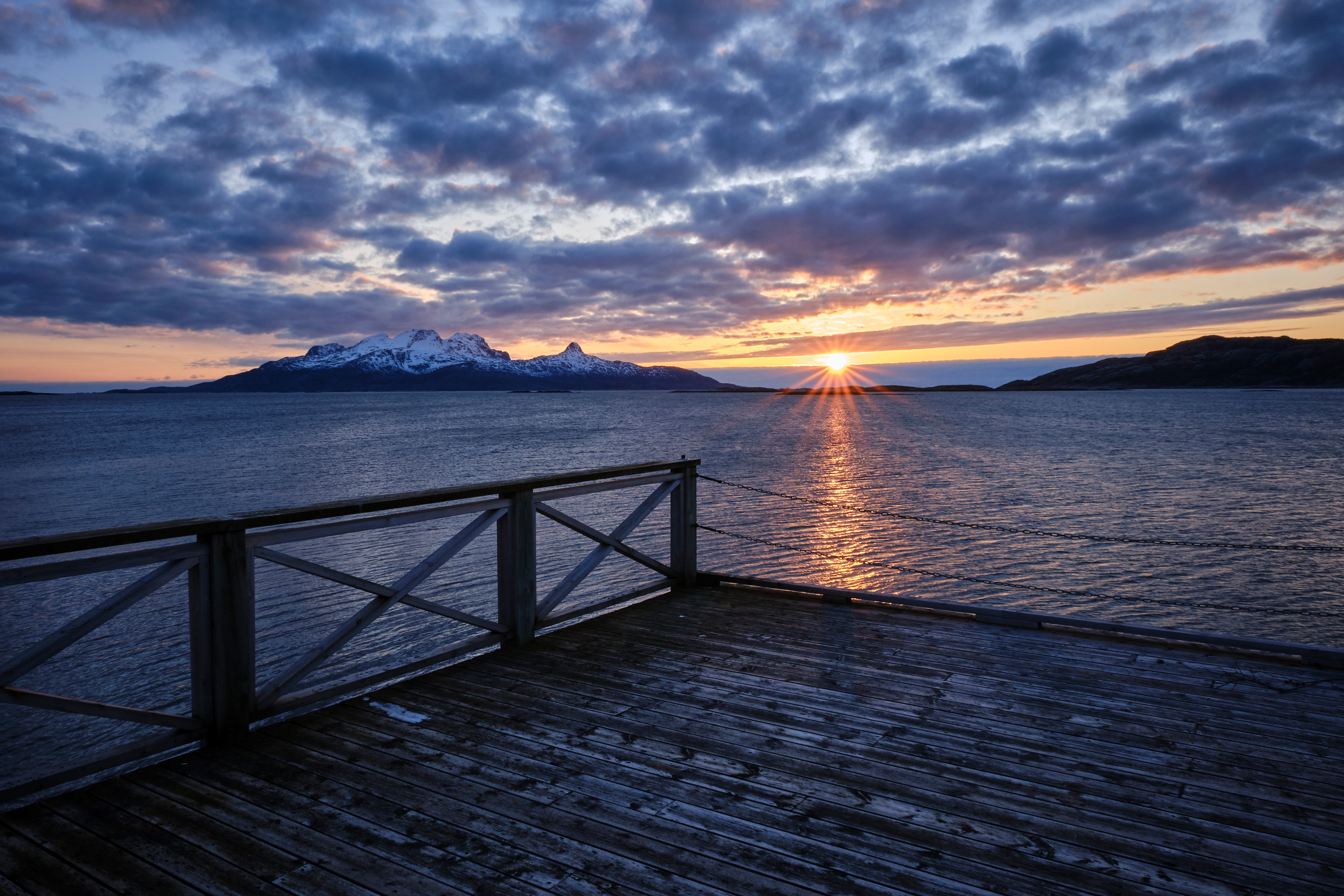 Cloud Mountain Norway Sea Sunset 6028x4018