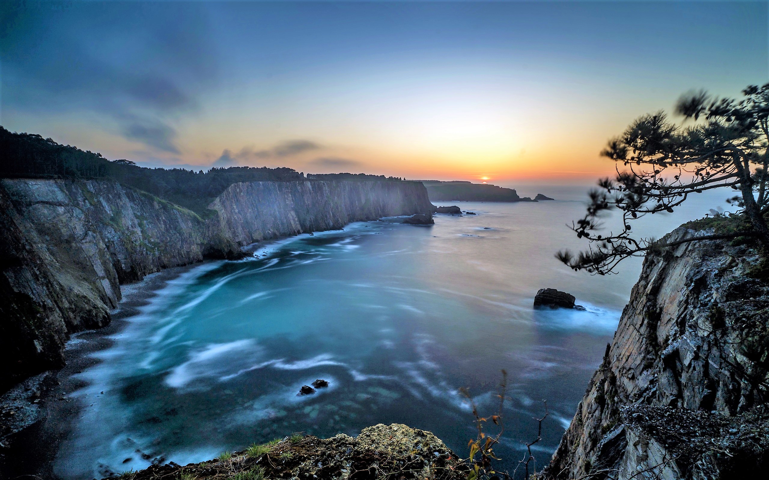 Cliff Coast Coastline Horizon Nature Ocean Rock Sea Sunrise 2560x1597