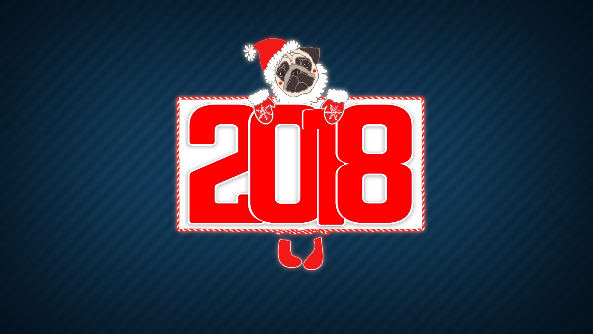 New Year 2018 Pug 1920x1080
