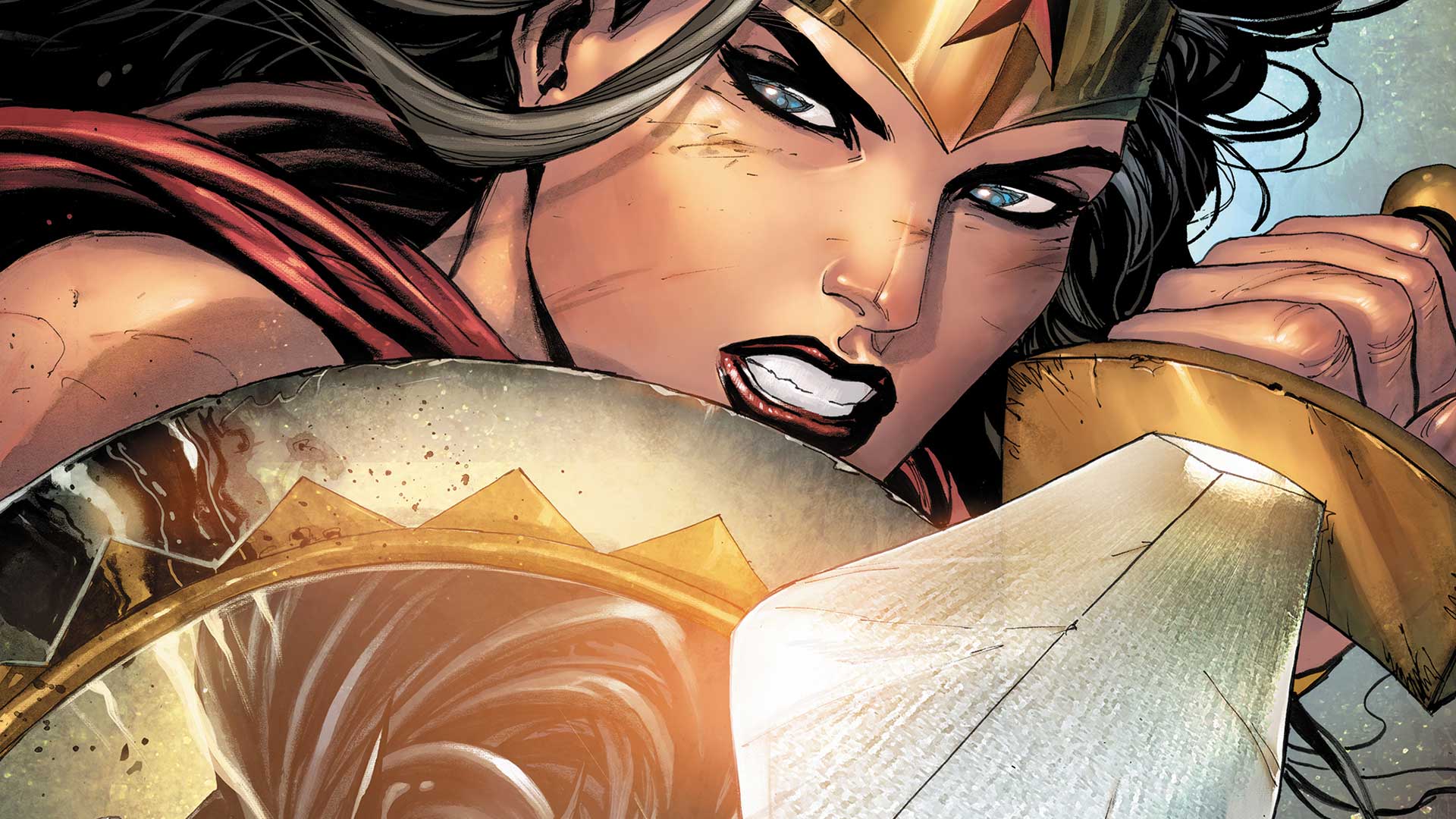 Wonder Woman DC Comics Superhero Costumes Sword Shield Comics Comic Art Fantasy Art Artwork 1920x1080