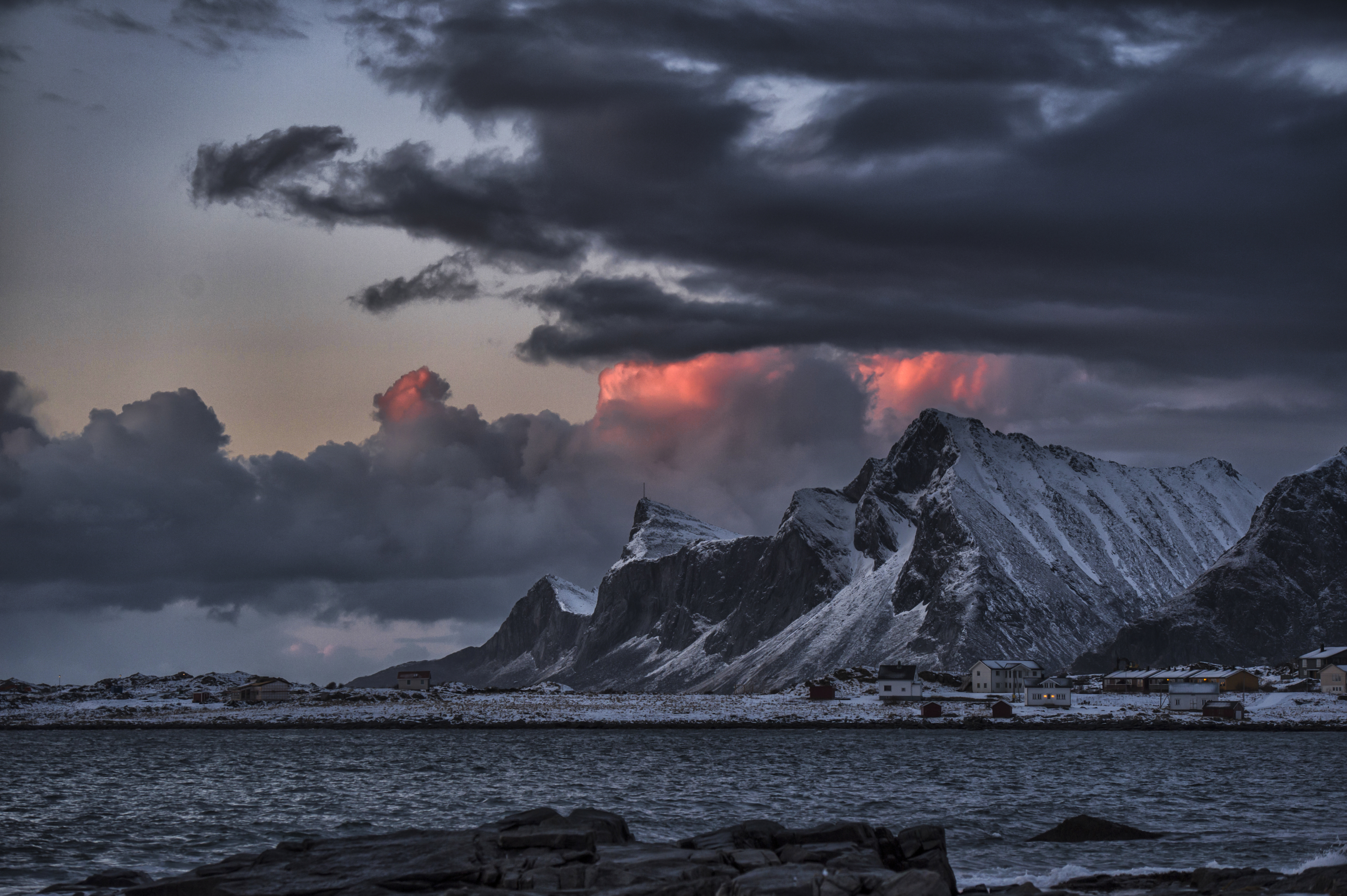 Arctic Cloud Lofoten Islands Mountain Norway Scandinavia Sea Seashore Village 4928x3280