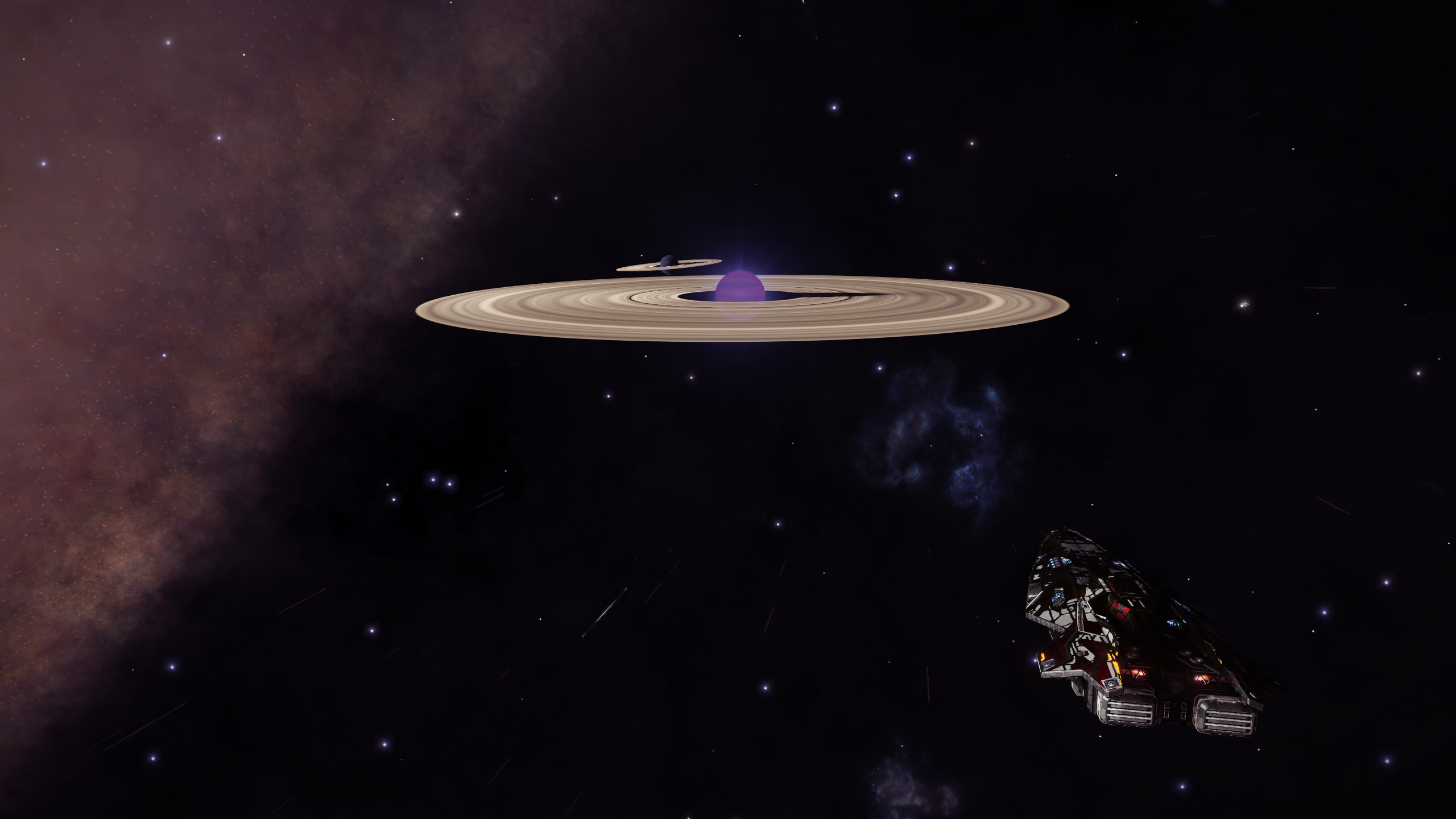 Elite Dangerous Anaconda Spaceship Planetary Rings Space 2560x1440
