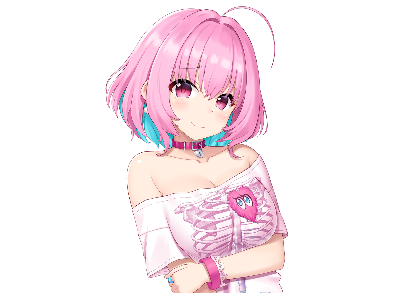Riamu Yumemi Short Hair Multi Colored Hair Collar Pink Eyes Anime THE IDOLM STER Heijialan 1412x1000