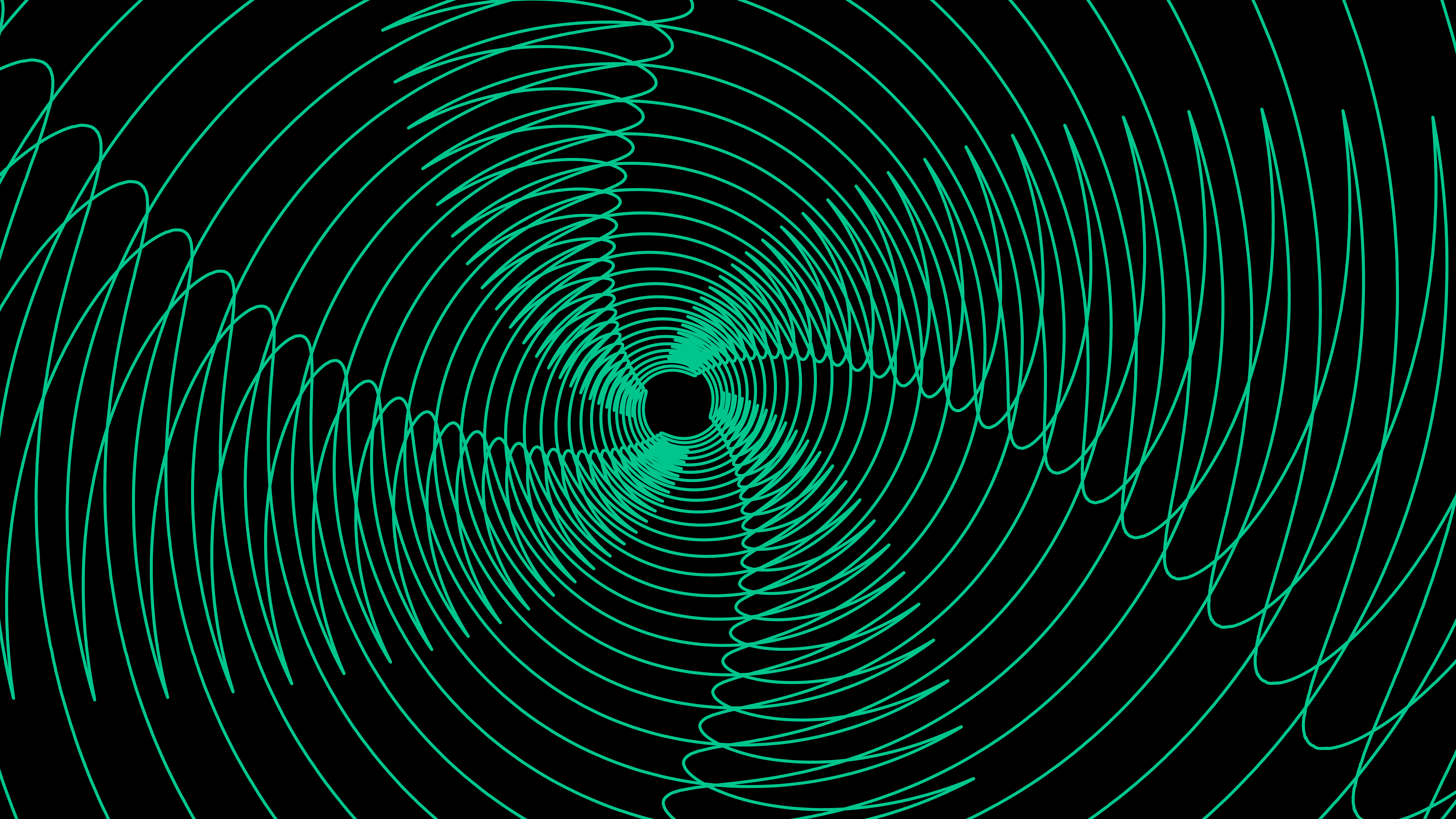Abstract Digital Art Fractal Lines Spiral Turquoise 7680x4320