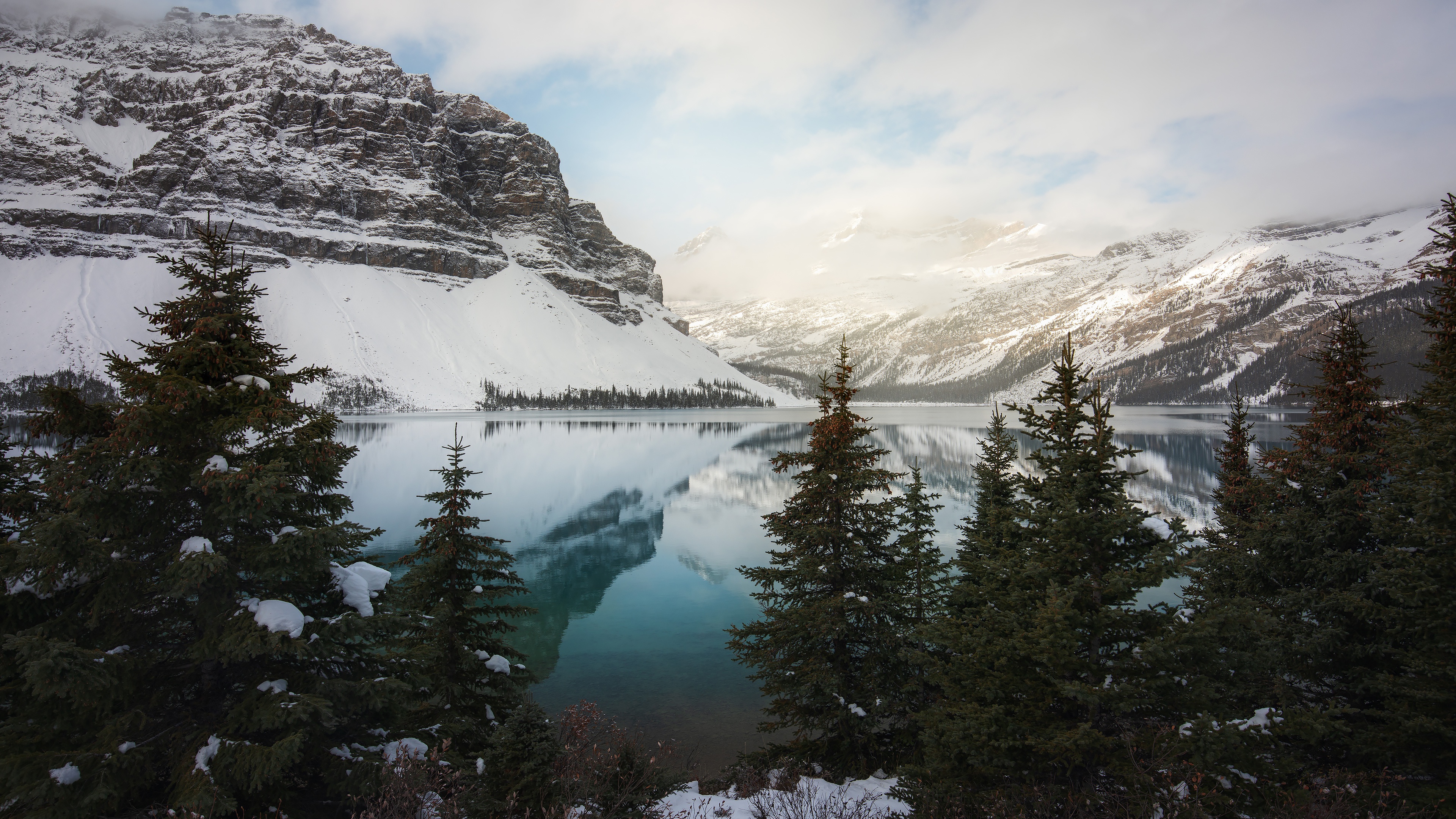 Banff National Park Canada Lake Reflection Snow Winter 3840x2160