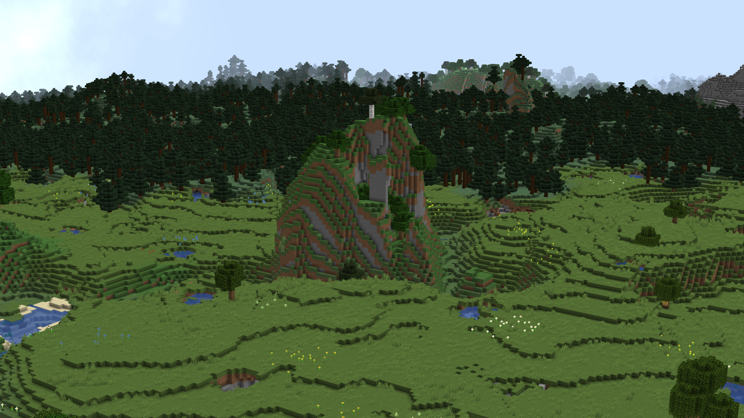 Minecraft Screen Shot Video Games Mountains Forest 2560x1440