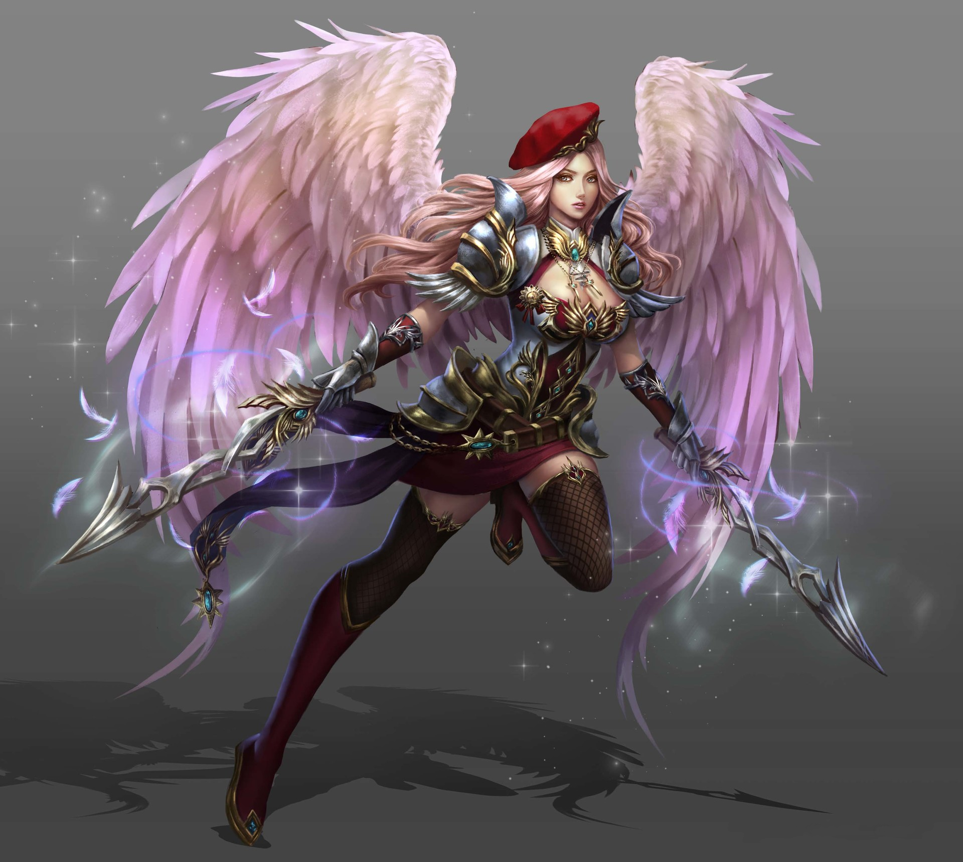 Angel Angel Warrior Fantasy Girl Long Hair Pink Hair Woman 1920x1718