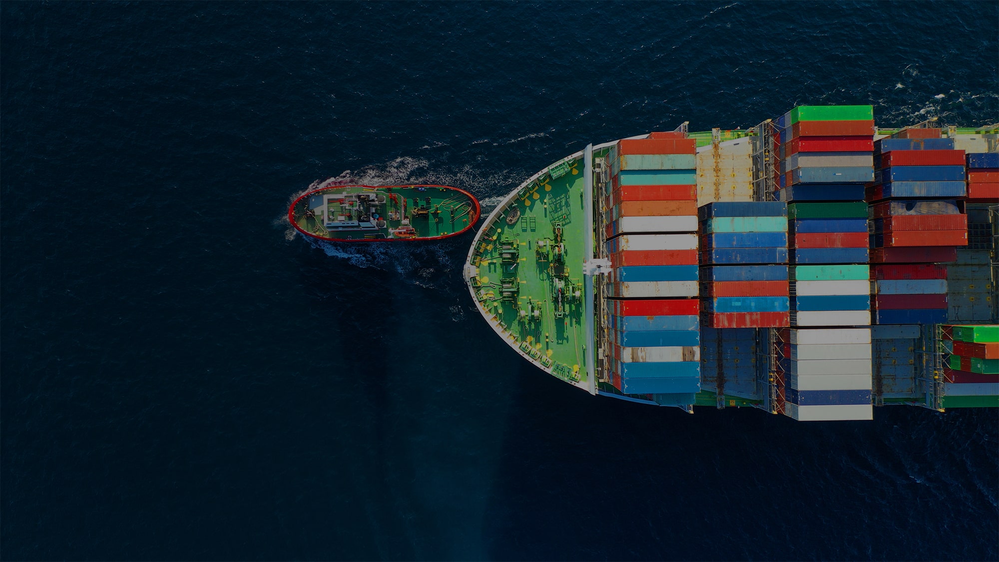 Ship Container Sea Container Ship Water Aerial View Boat Top View Birds Eye View 2000x1125