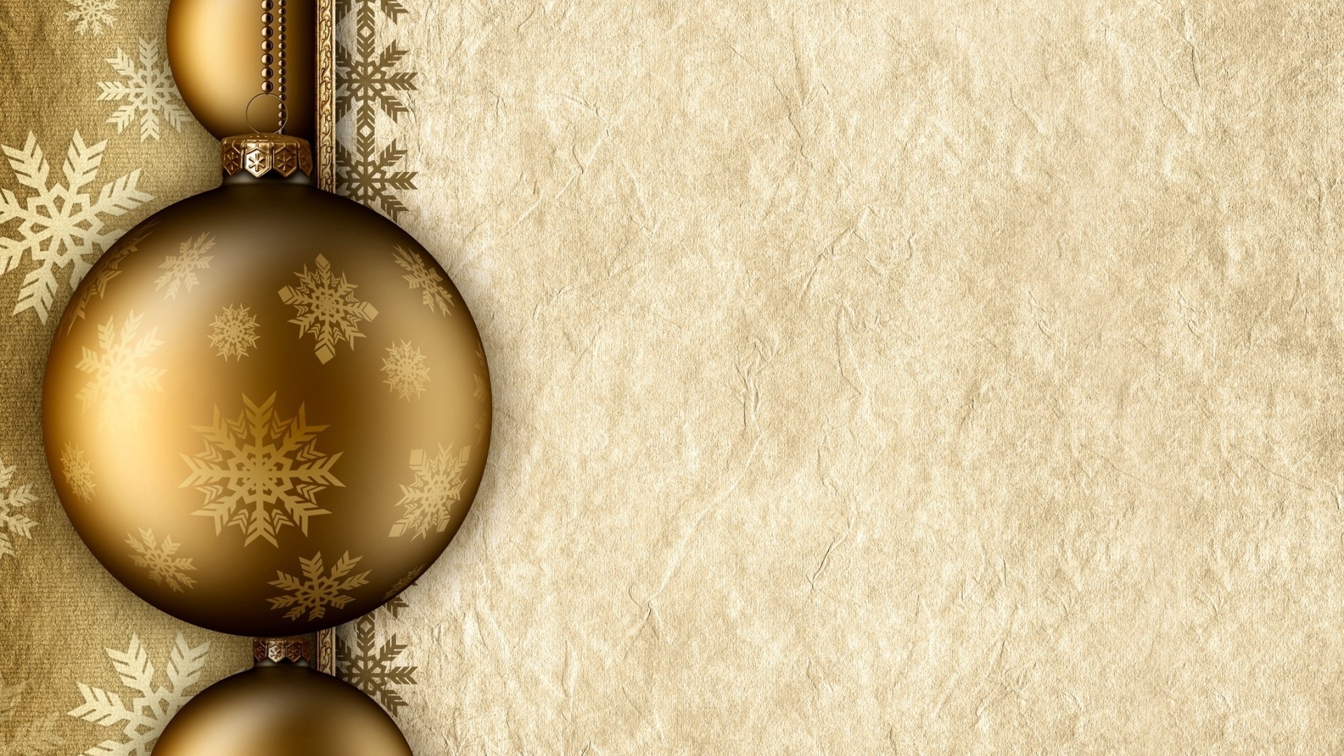 Bauble Christmas Decoration Golden Snowflake 1920x1080