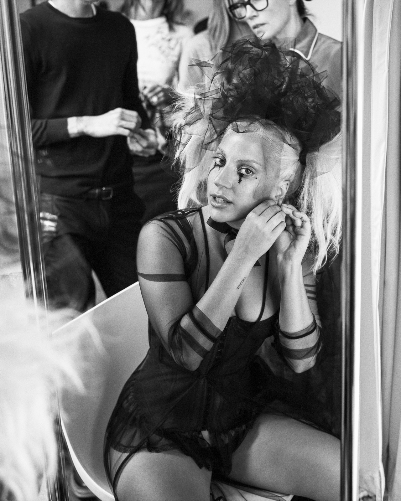 Lady Gaga Monochrome Women Celebrity Singer Mirror Reflection Women Indoors 1280x1600