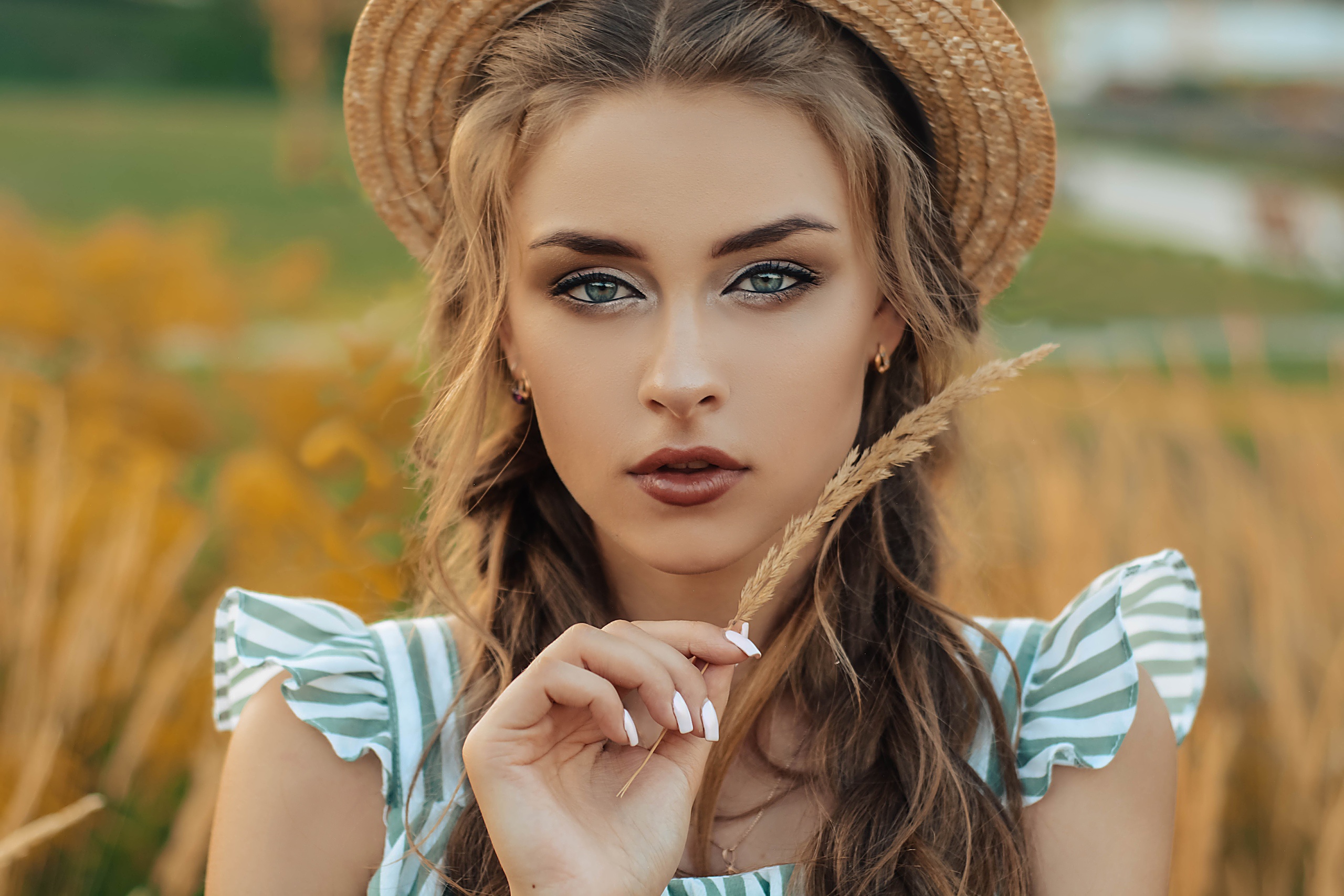 Alina Stanislavskaya Blue Eyes Depth Of Field Face Girl Lipstick Model Woman 2560x1707