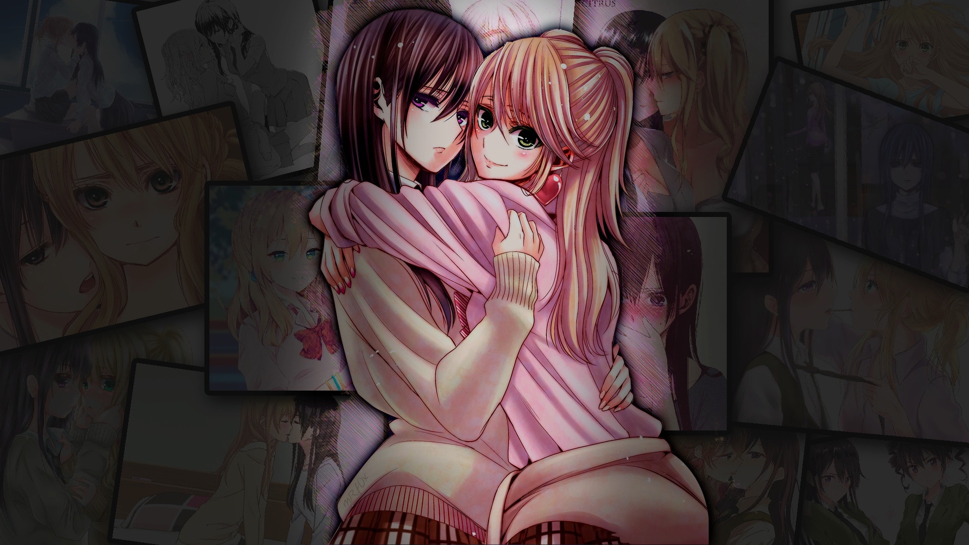 Anime Girls Anime Hugging Two Women Looking At Viewer Citrus Manga 1920x1080