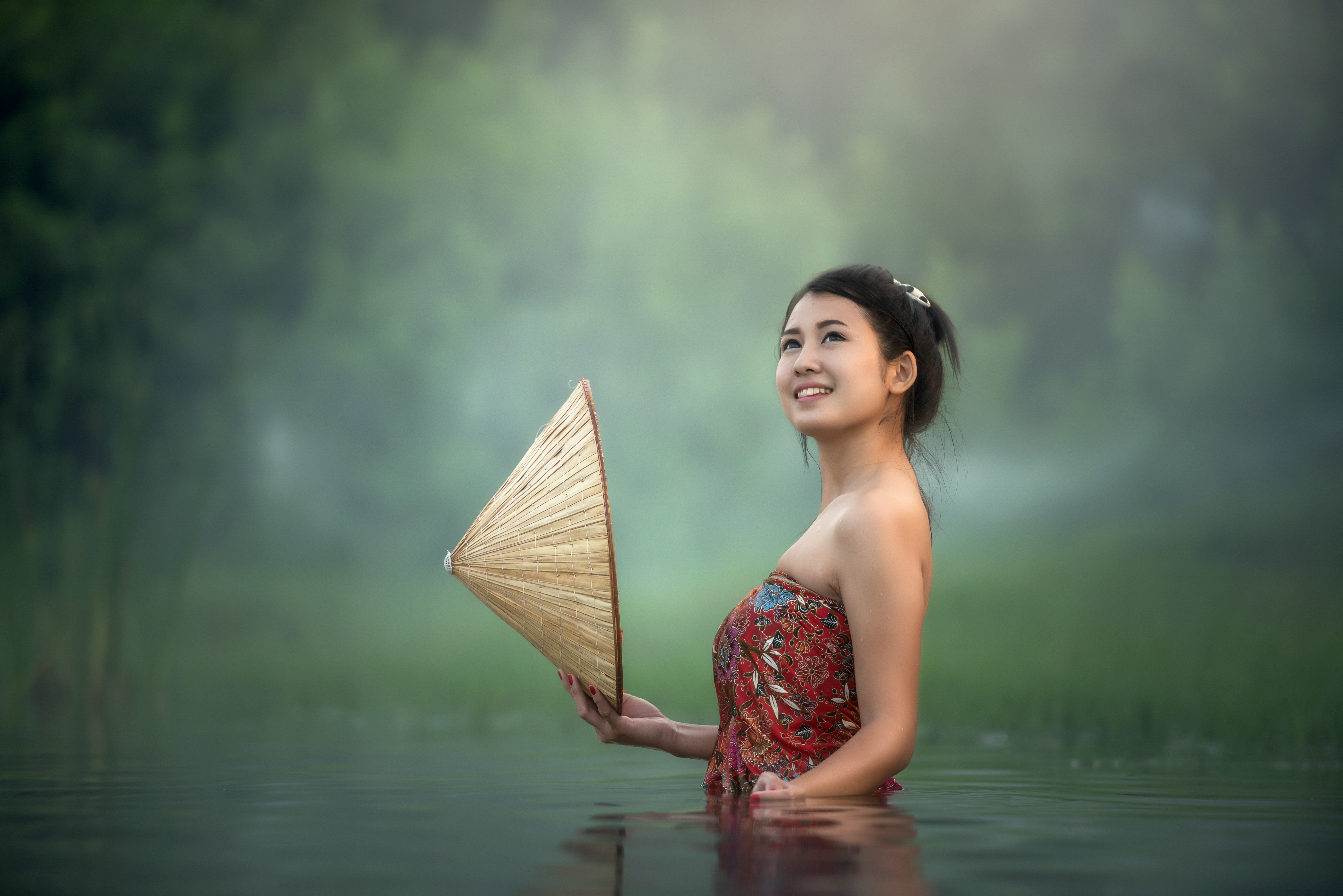 Asian Asian Conical Hat Black Hair Depth Of Field Girl Model Smile Woman 7360x4912