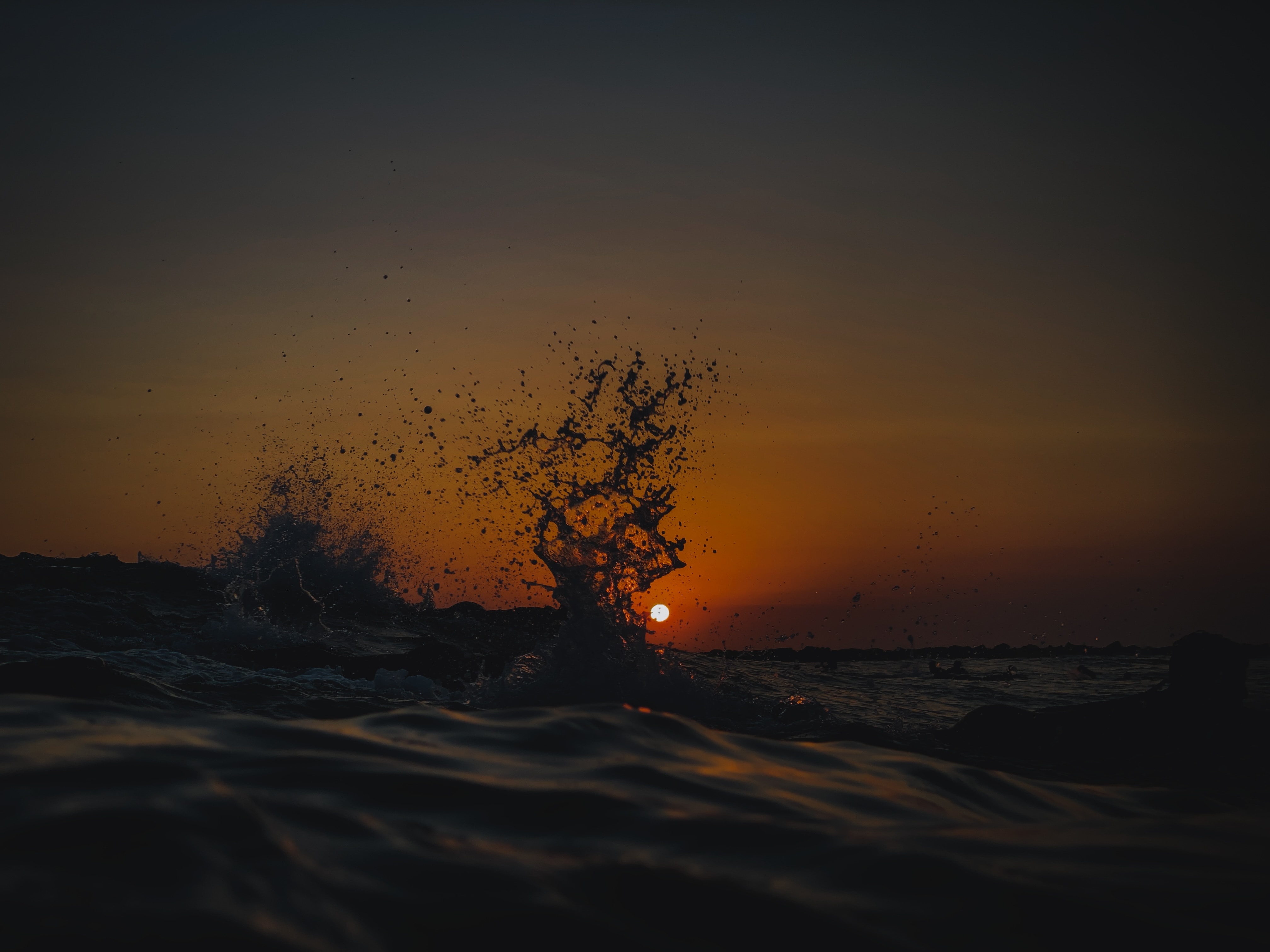 Nature Sun Sunset Sea Water Water Drops Waves 4032x3024