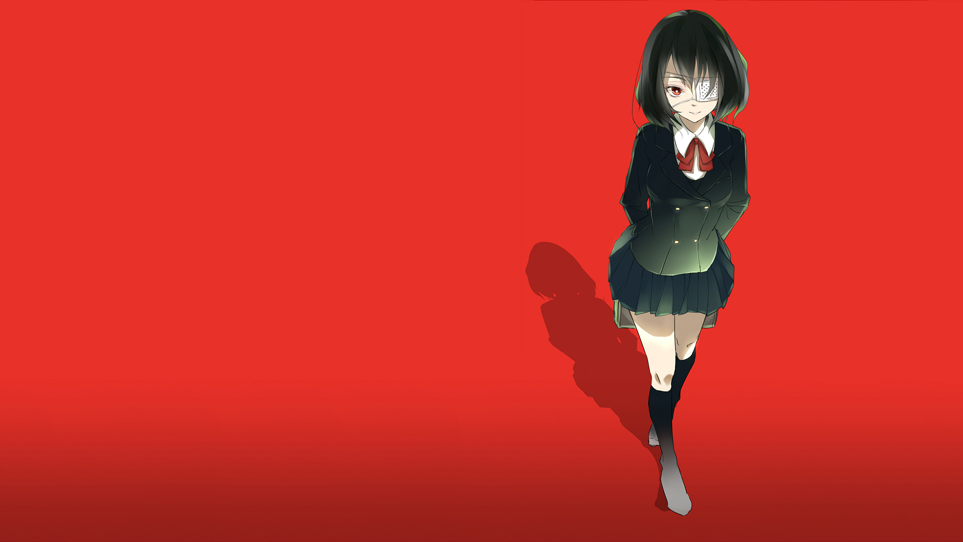 Anime Another Anime Eye Patch Girl Mei Misaki Skirt Smile Socks 1920x1080