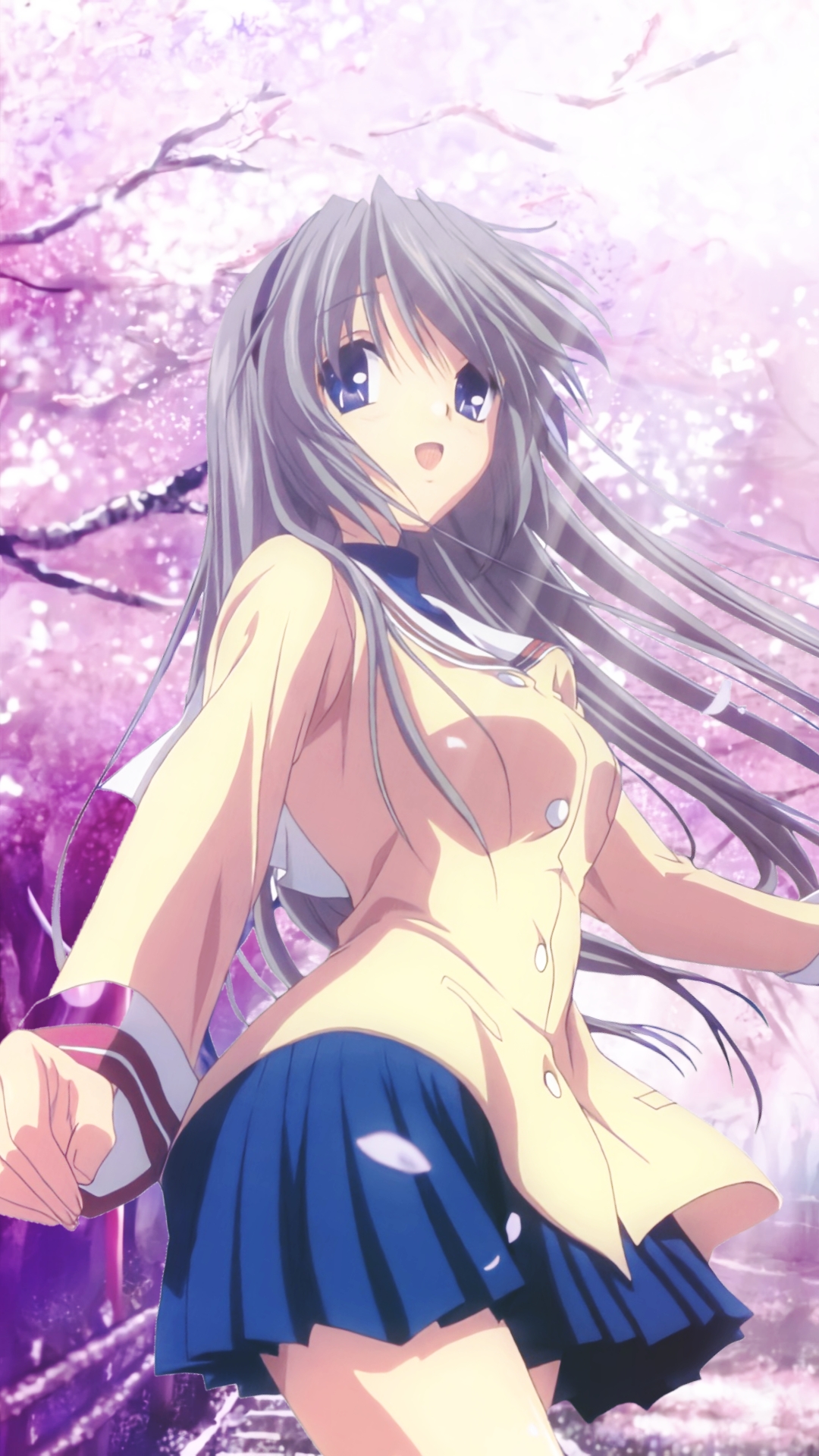 Anime Anime Girls Waifu2x Sakura Blossom Sakagami Tomoyo Clannad Phone 1080x1920