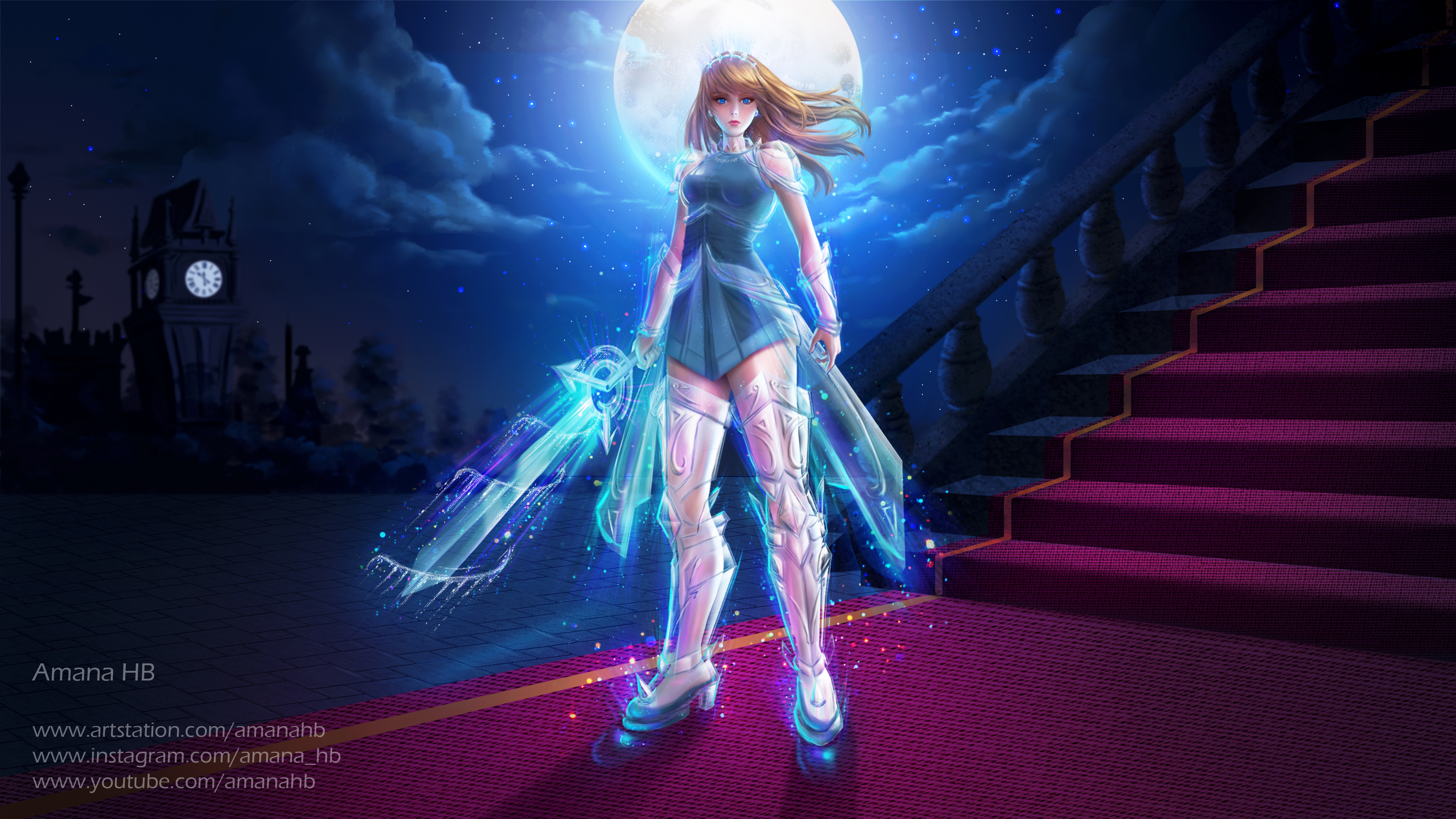 Armor Cinderella Moon Sword 4089x2300