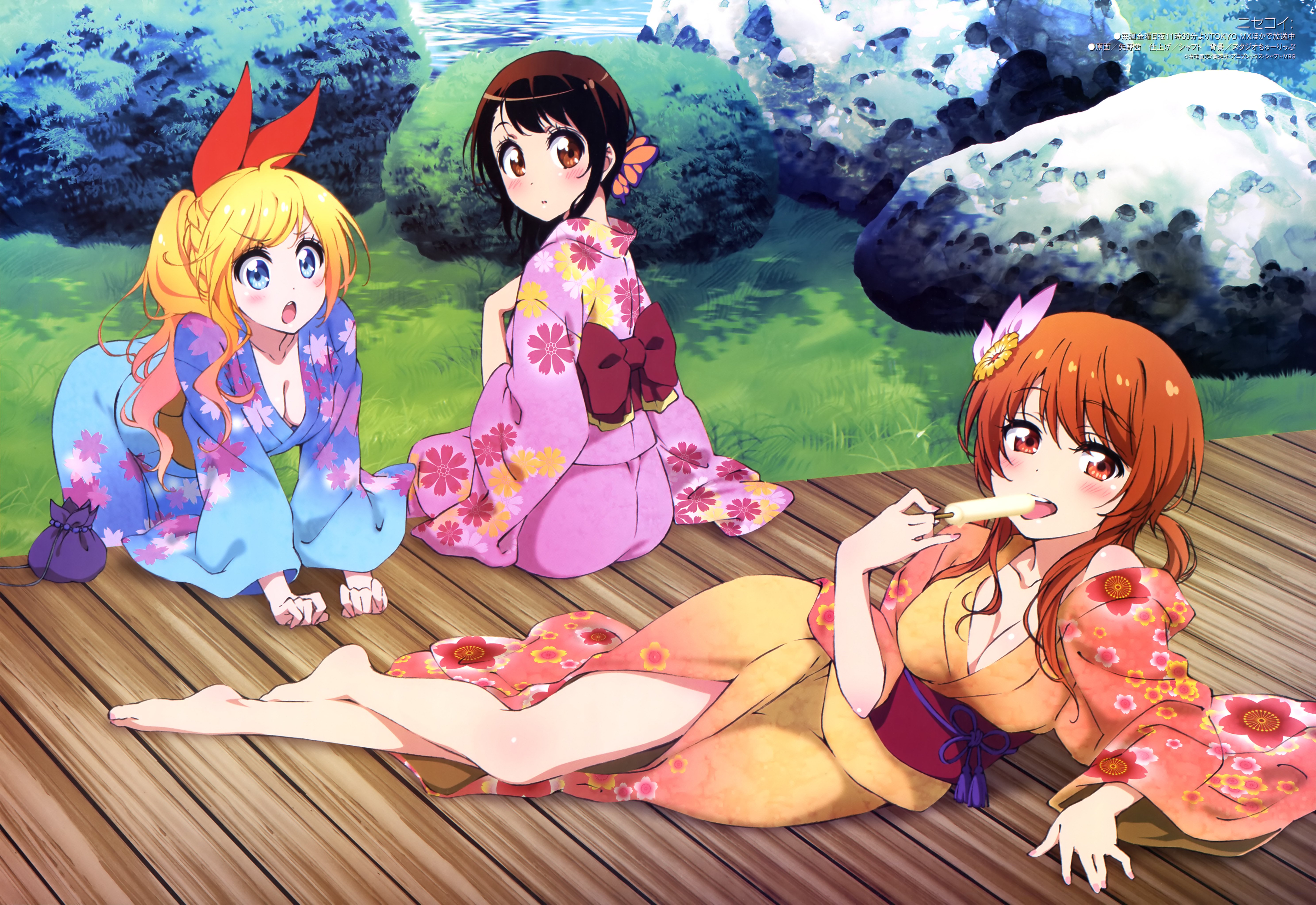 Anime Anime Girls Nisekoi Kirisaki Chitoge Onodera Kosaki Tachibana Marika Japanese Kimono 5949x4092