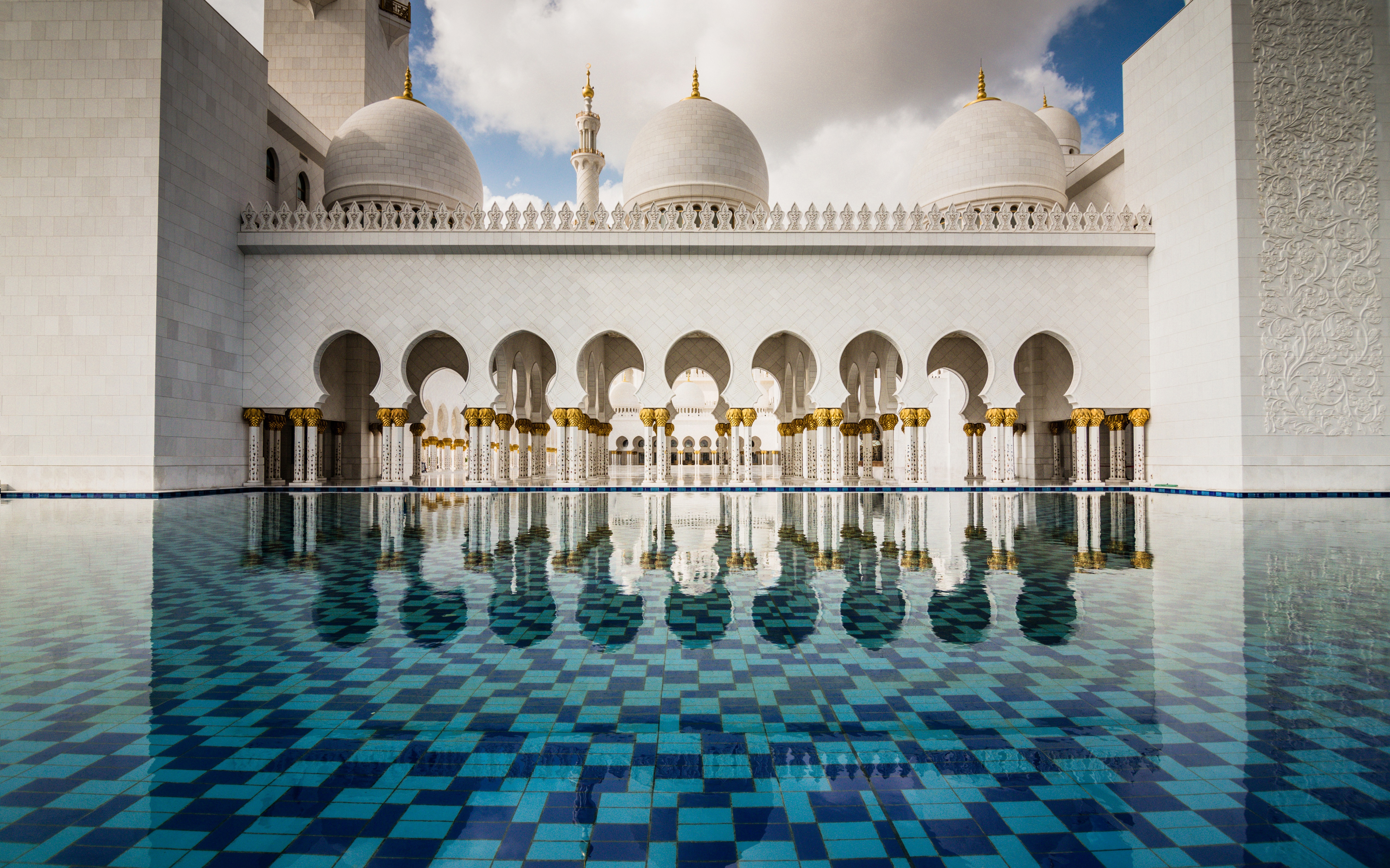 Abu Dhabi Architecture Mosque Reflection Sheikh Zayed Grand Mosque United Arab Emirates 5120x3200