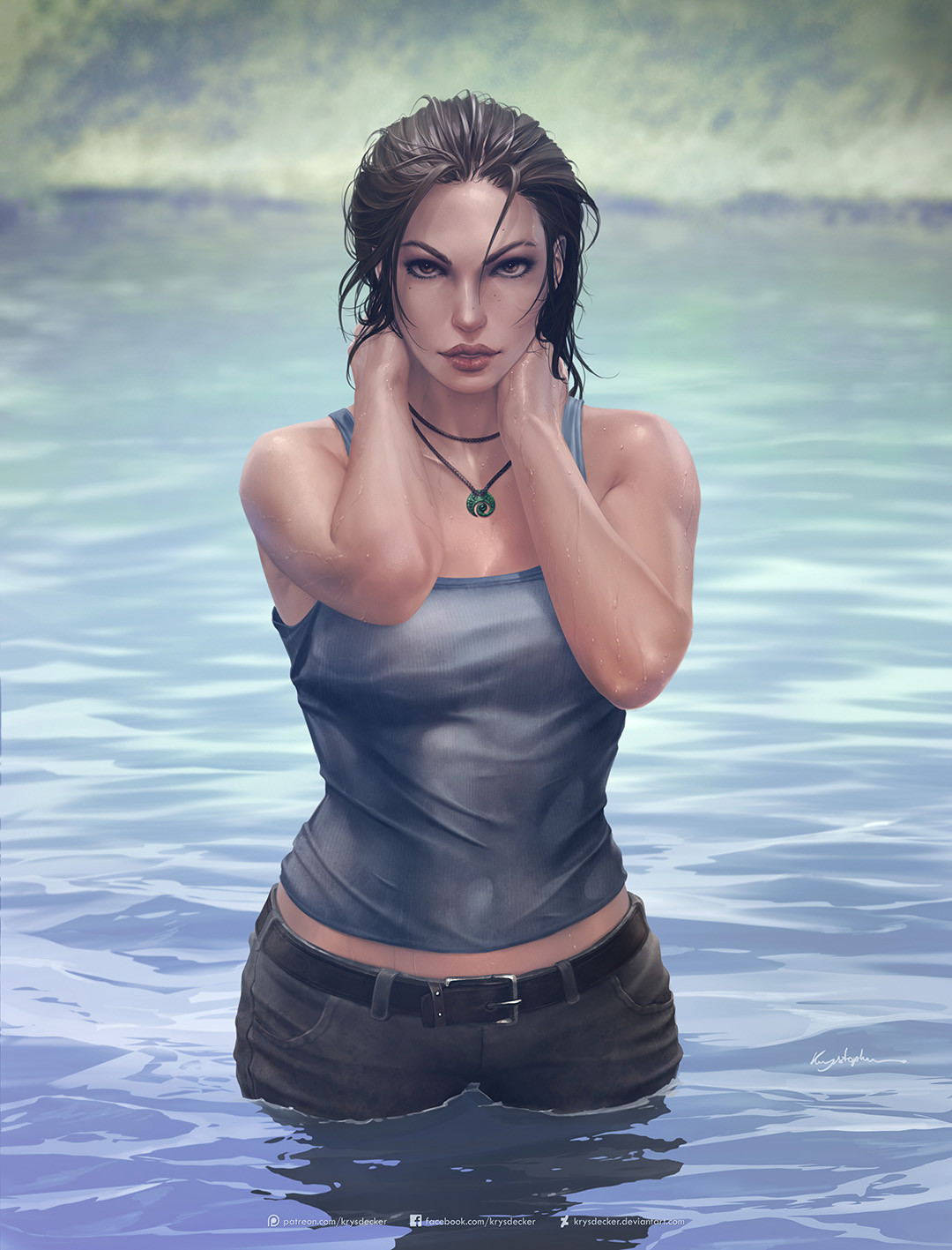 Krystopher Decker Artwork Portrait Display ArtStation Standing In Water Standing Lara Croft Video Ga 1080x1417